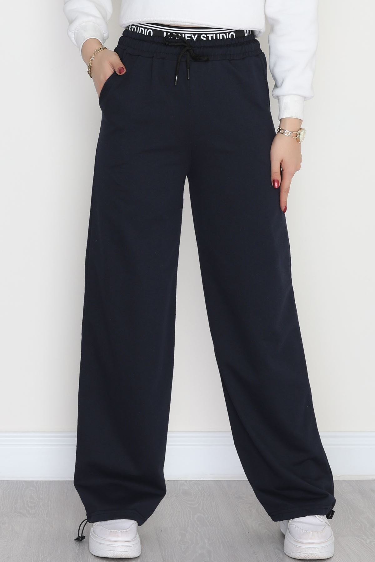 Bel Detaylı 2 İplik Eşofman Altı Lacivert2 - 70169.1857.