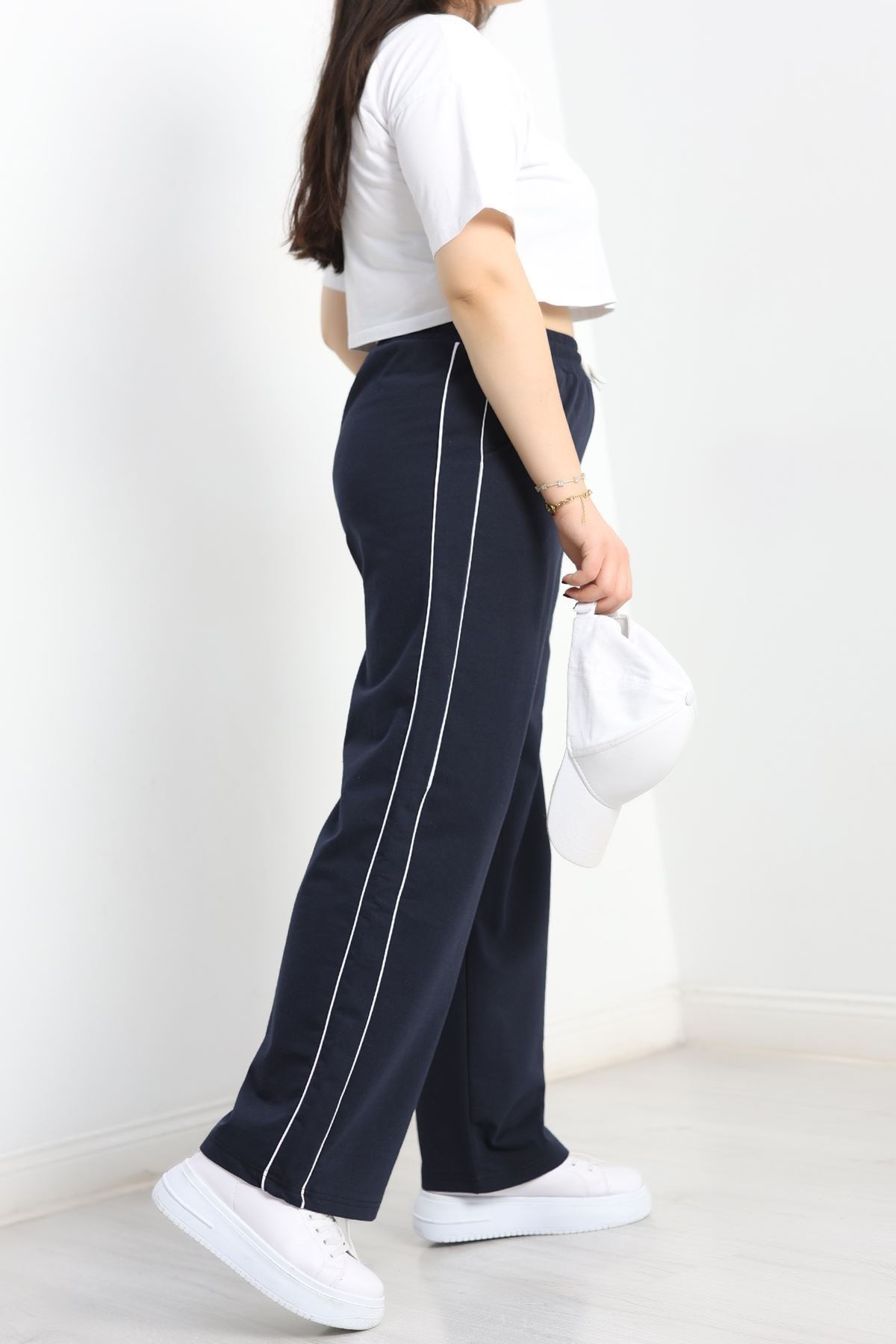 Çift Biyeli Büyük Beden Eşofman Altı Lacivert - 50772.1005.