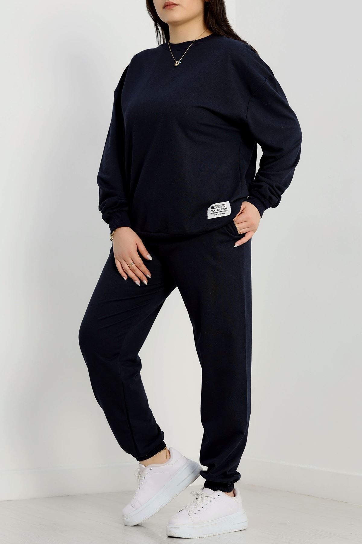 2 İplik Büyük Beden Eşofman Takımı Lacivert - 50795.1857.