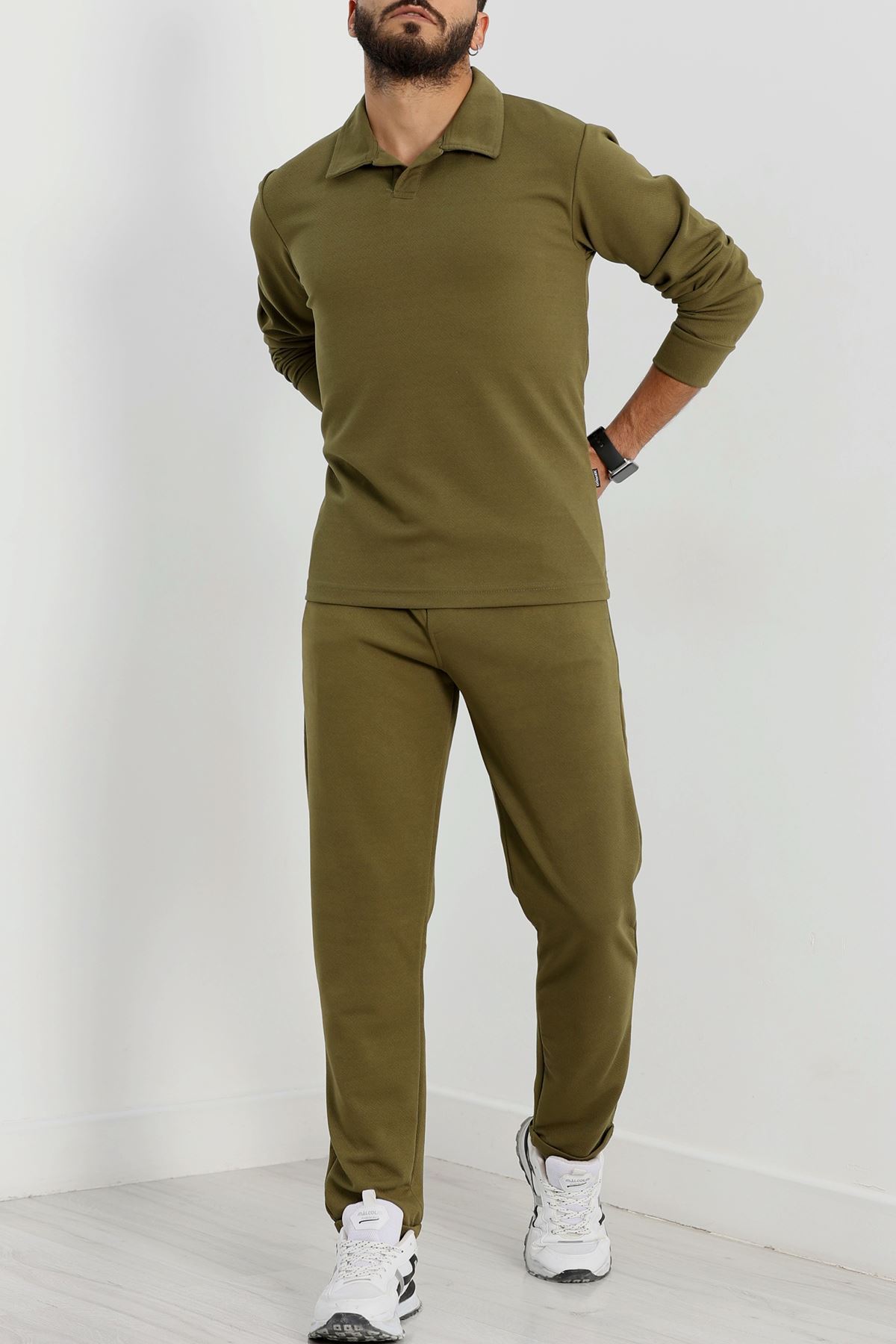 Zra Krep Polo Yaka Erkek Takım Haki - 42187.1937.