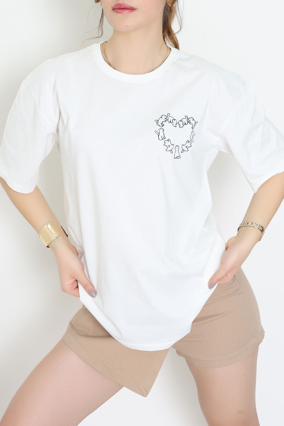 Baskılı Kompakt Penye Tişört Beyazlaci - 55044.1872.