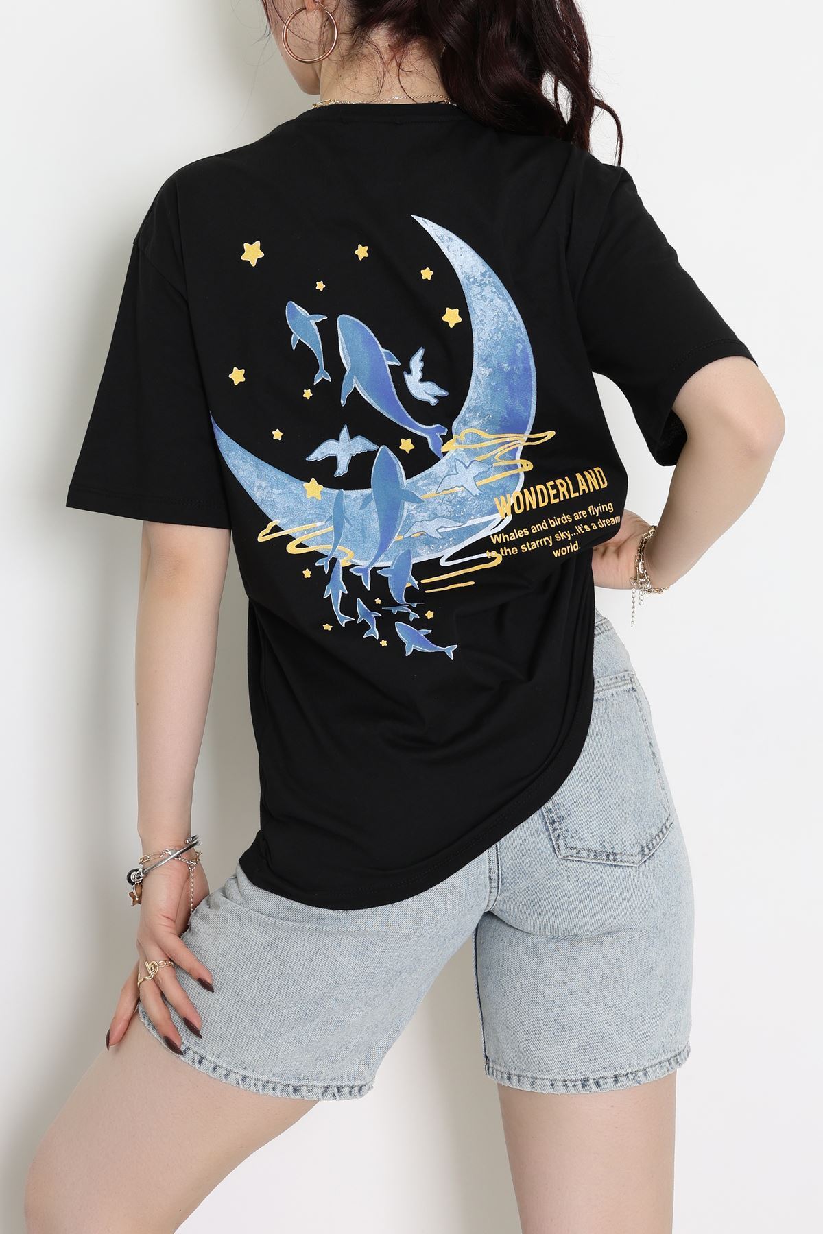 Kompakt Penye Unisex Tişört Siyahsarı - 55064.1872.