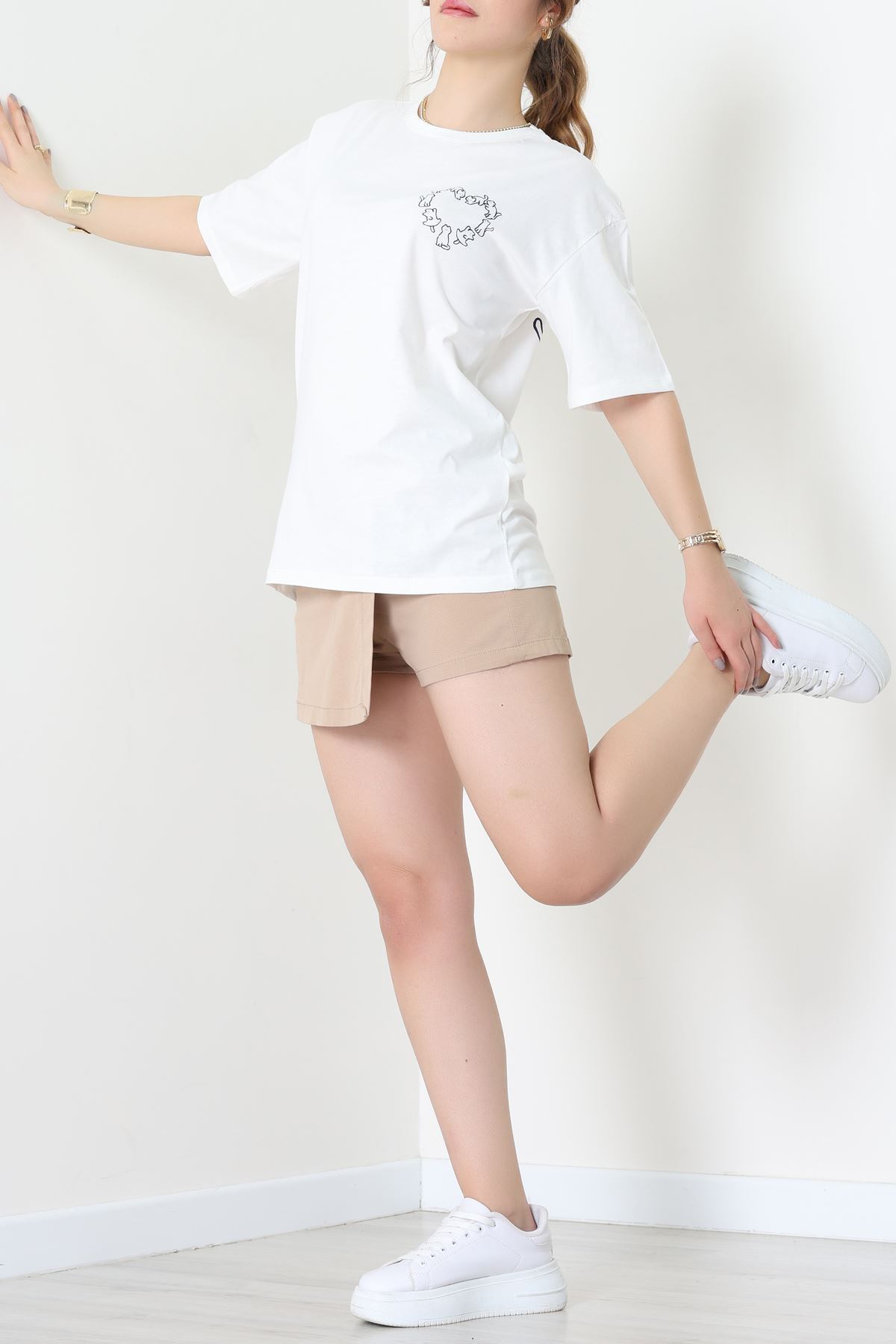 Baskılı Kompakt Penye Tişört Beyazlaci - 55044.1872.