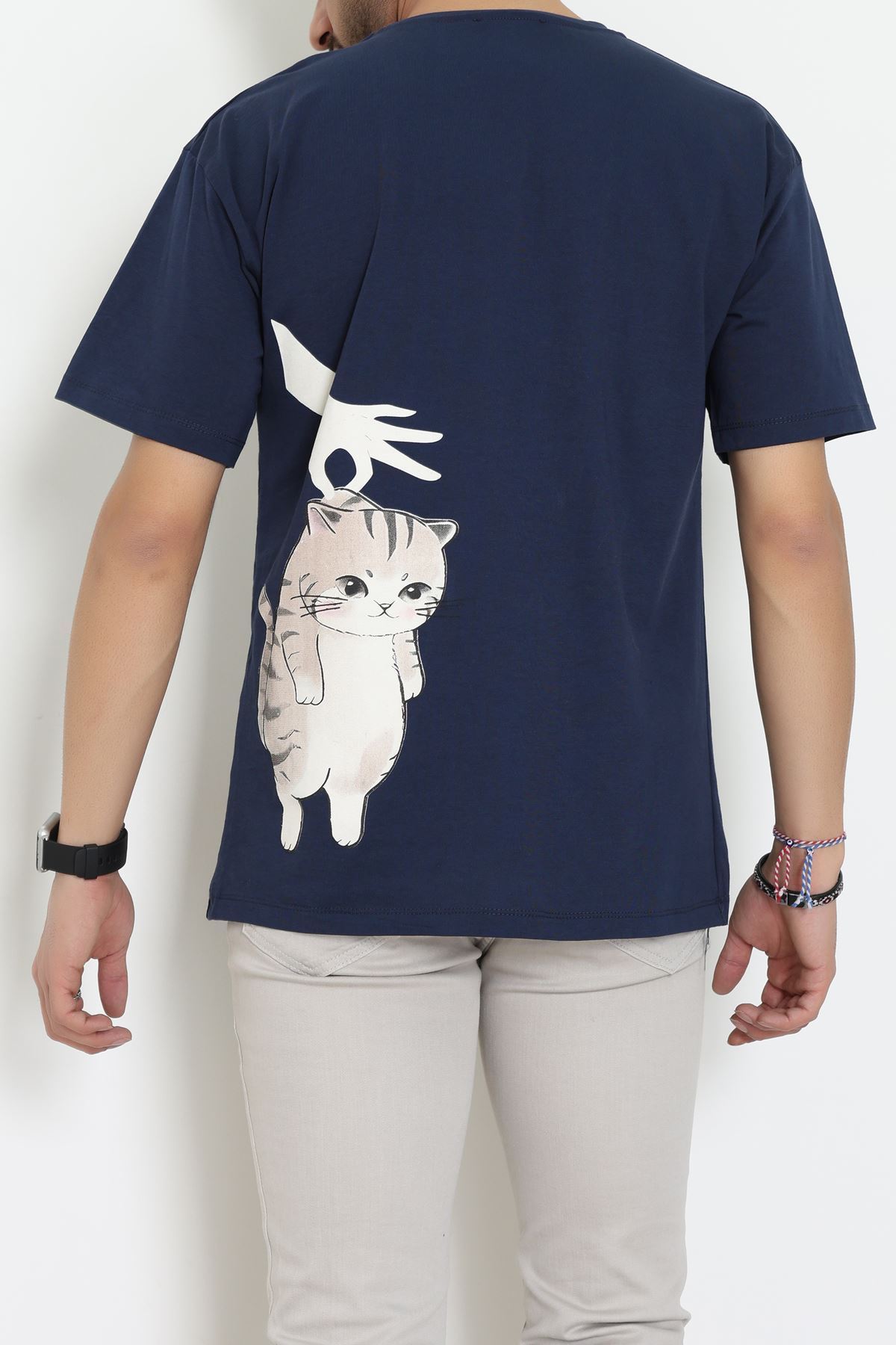 Kompakt Penye Unisex Tişört Lacivertkrem - 55064.1872.