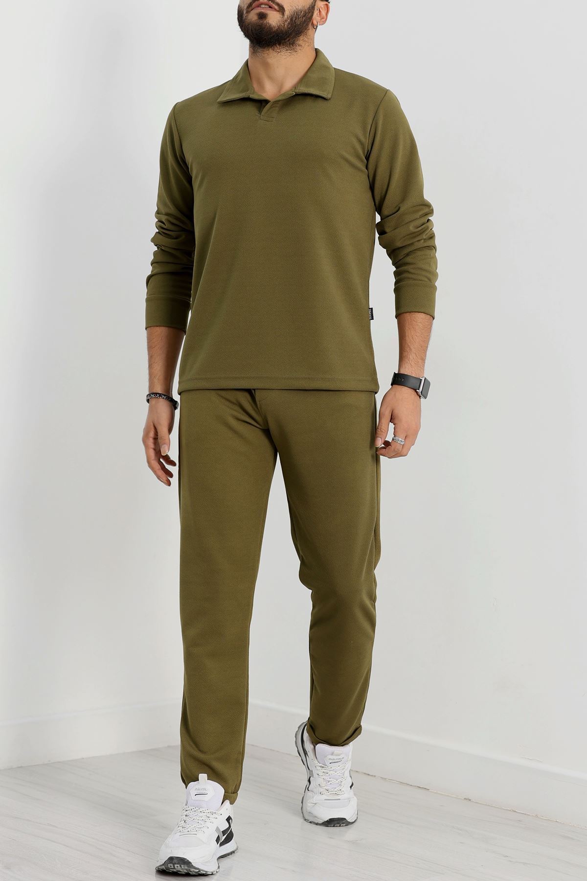 Zra Krep Polo Yaka Erkek Takım Haki - 42187.1937.