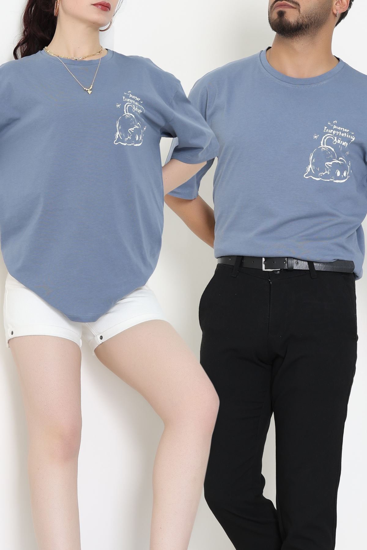 Kompakt Penye Unisex Tişört İndigo - 55064.1872.