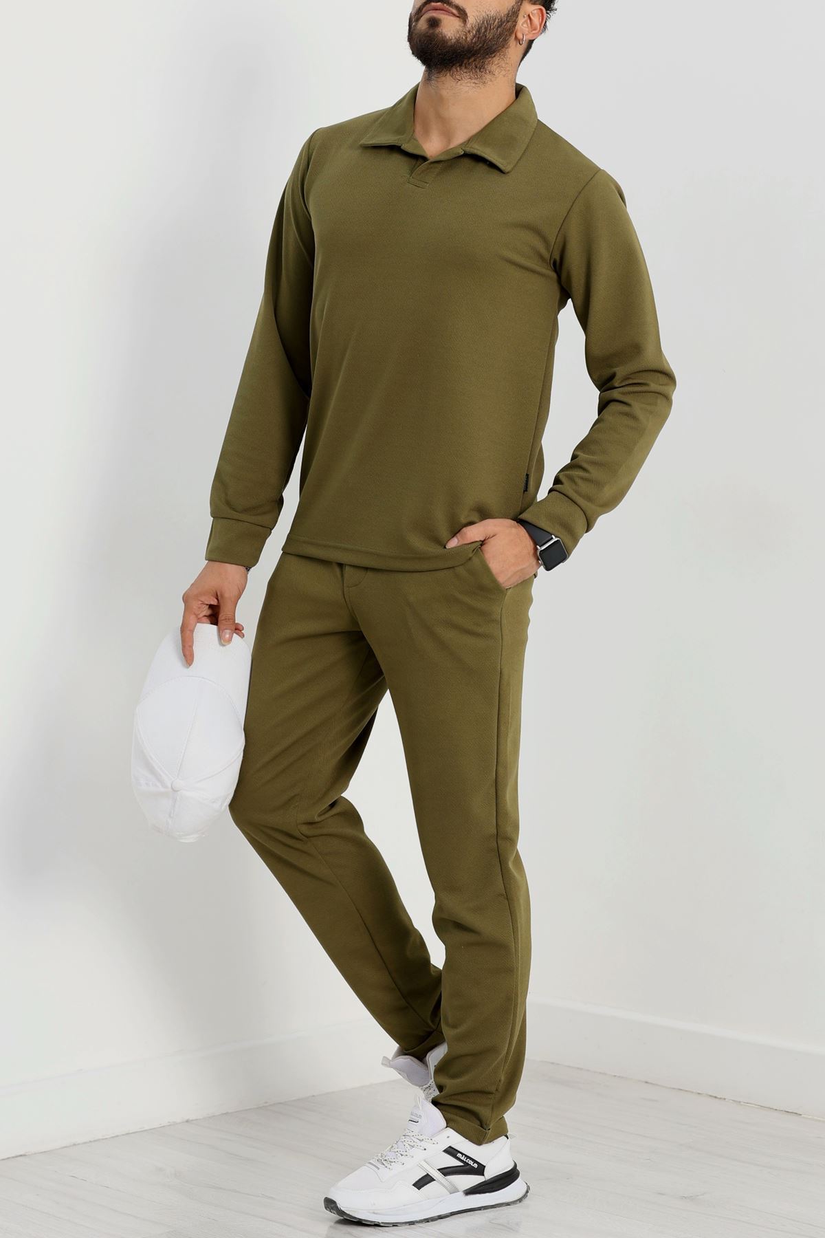 Zra Krep Polo Yaka Erkek Takım Haki - 42187.1937.