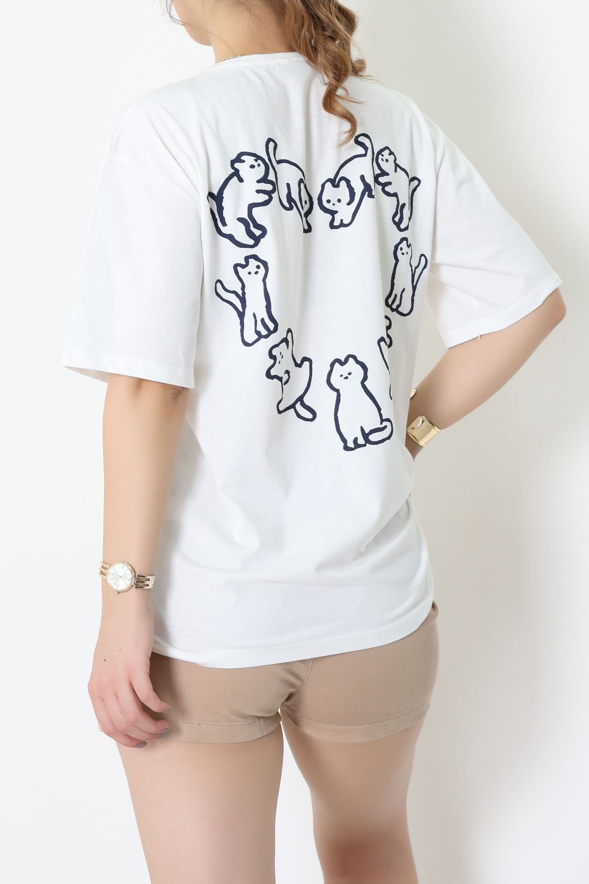 Baskılı Kompakt Penye Tişört Beyazlaci - 55044.1872.