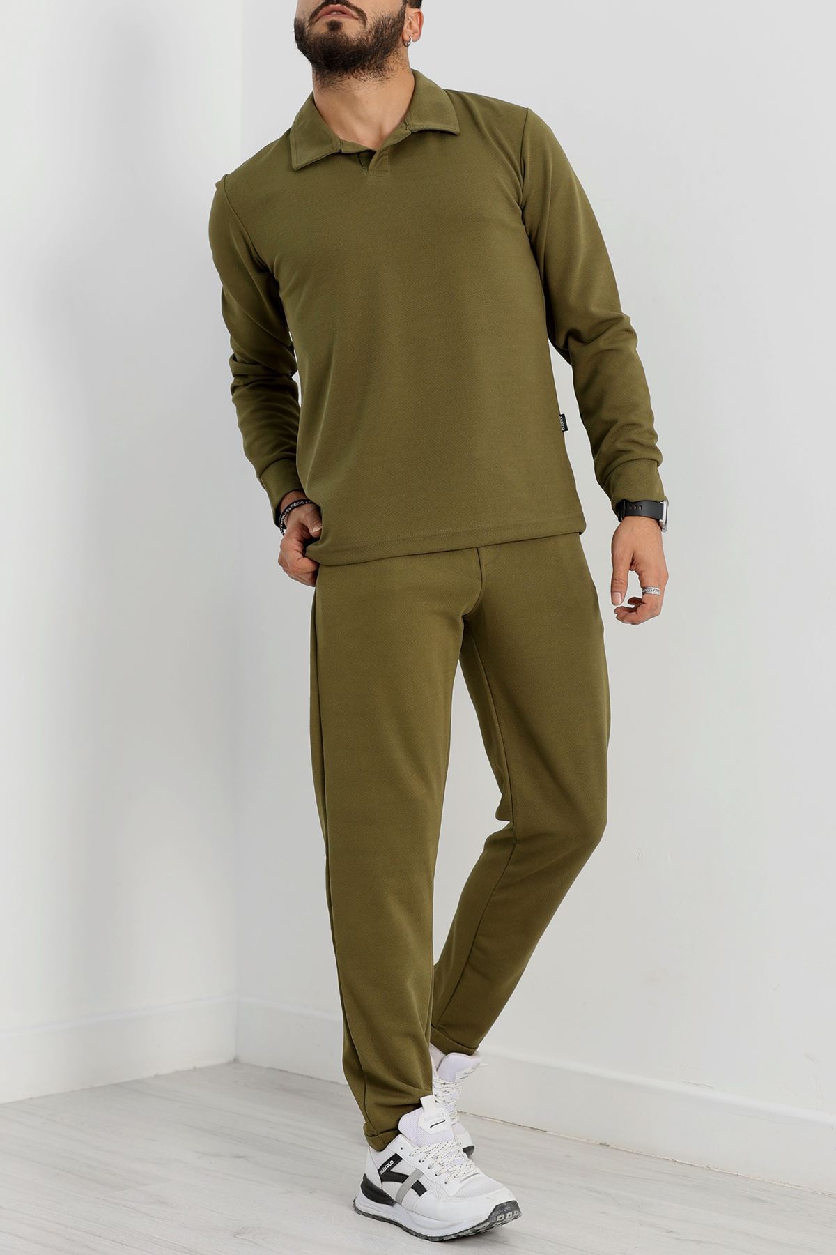 Zra Krep Polo Yaka Erkek Takım Haki - 42187.1937.