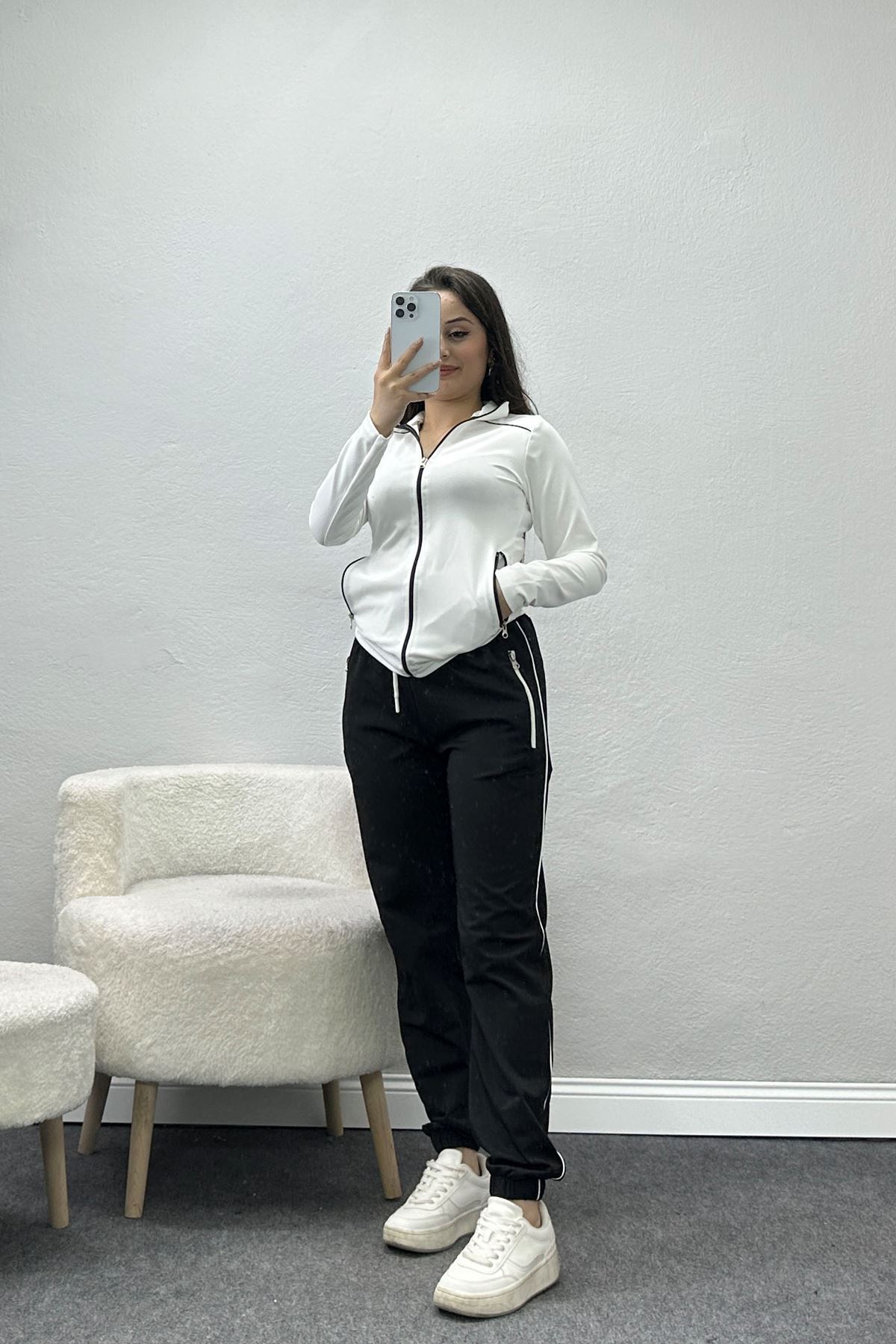 Biyeli Dalgıç Eşofman Takım Siyahbeyaz - 50100.053.