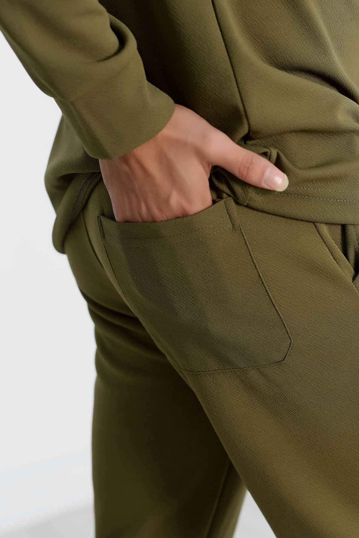 Zra Krep Polo Yaka Erkek Takım Haki - 42187.1937.