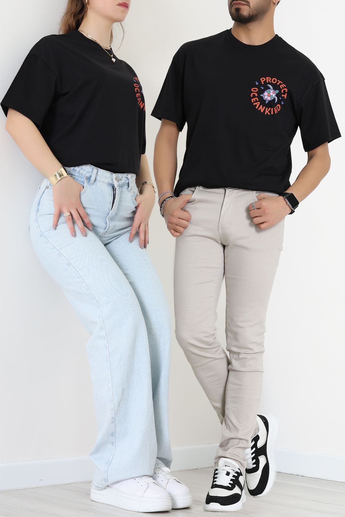 Kompakt Penye Unisex Tişört Siyahmor - 55064.1872.