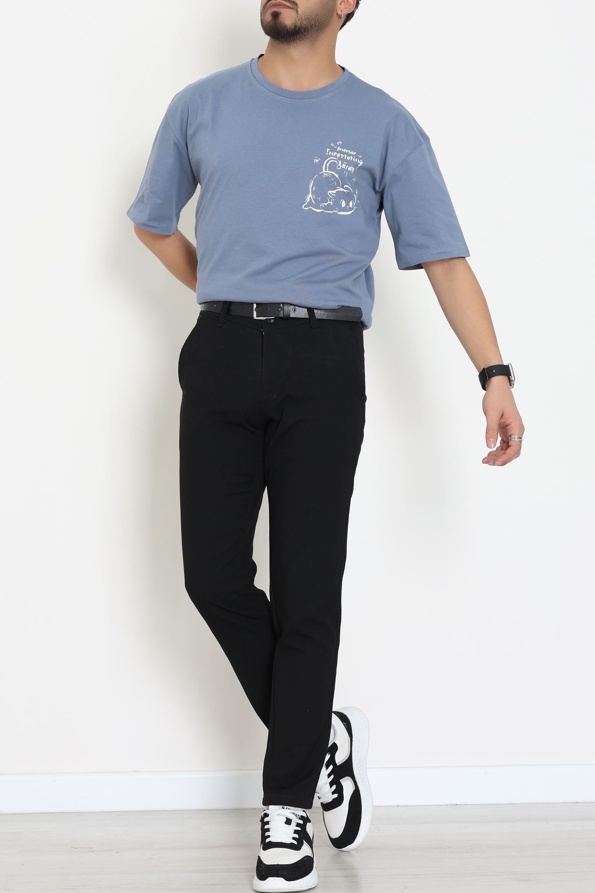 Kompakt Penye Unisex Tişört İndigo - 55064.1872.