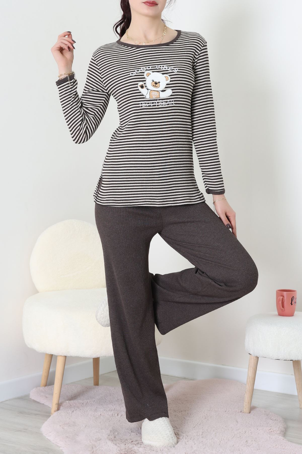 Kaşkorse Pijama Takımı Kahve - 52141.1567.