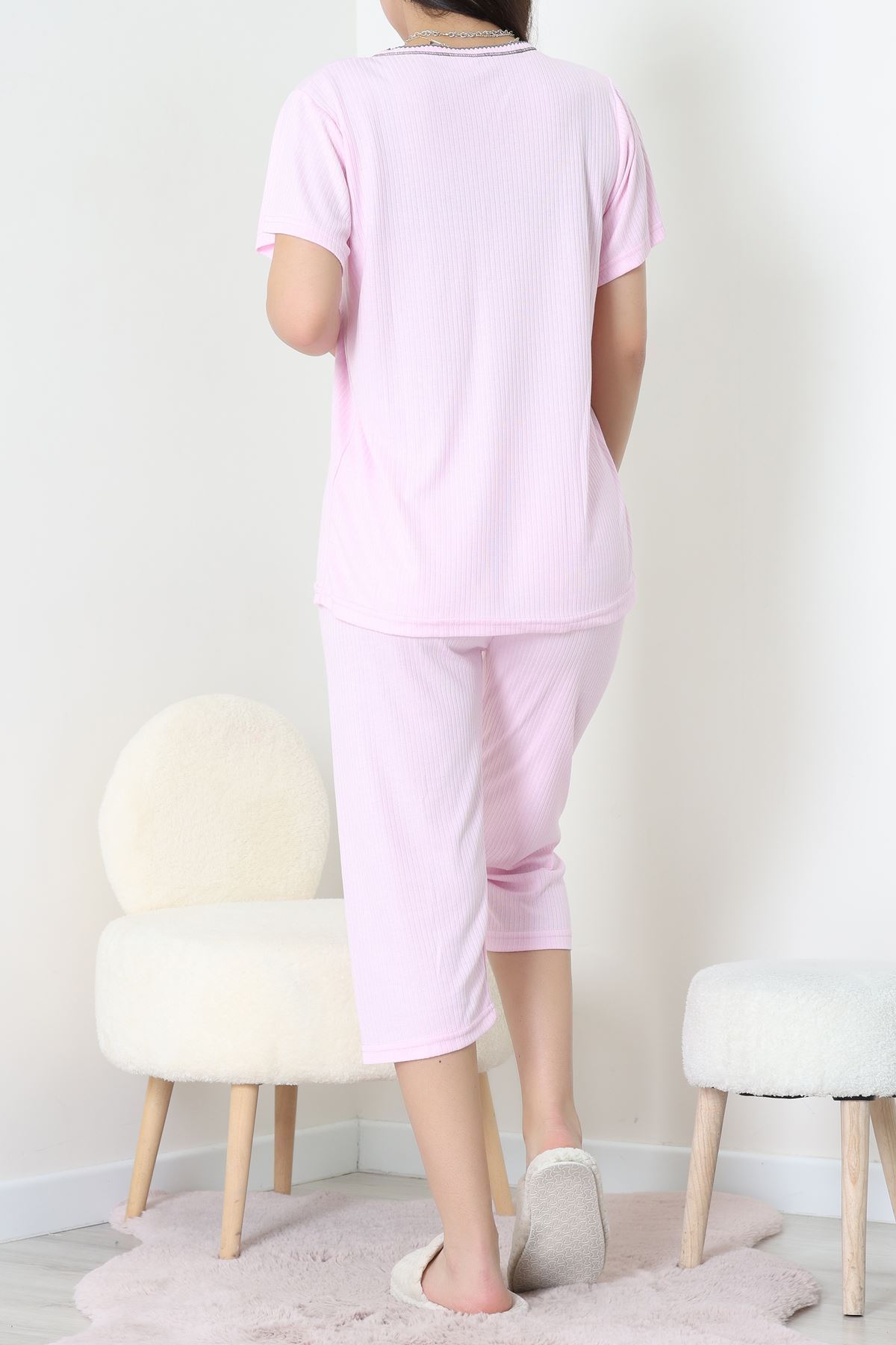 Viskon Fitilli Pijama Takımı Pudra - 52203.2123.