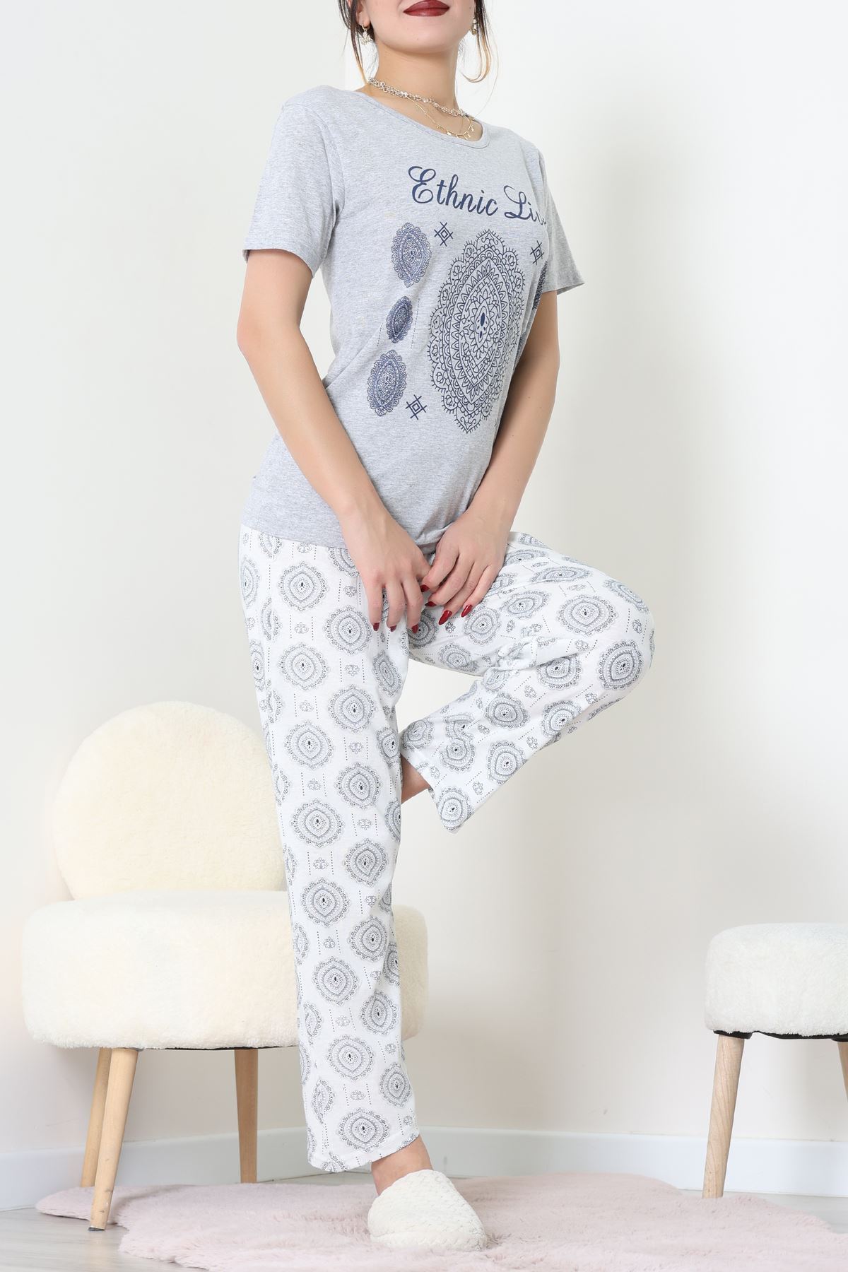 Süprem Kumaş Kısa Kollu Pijama Takımı Grilaci - 31860.2123.