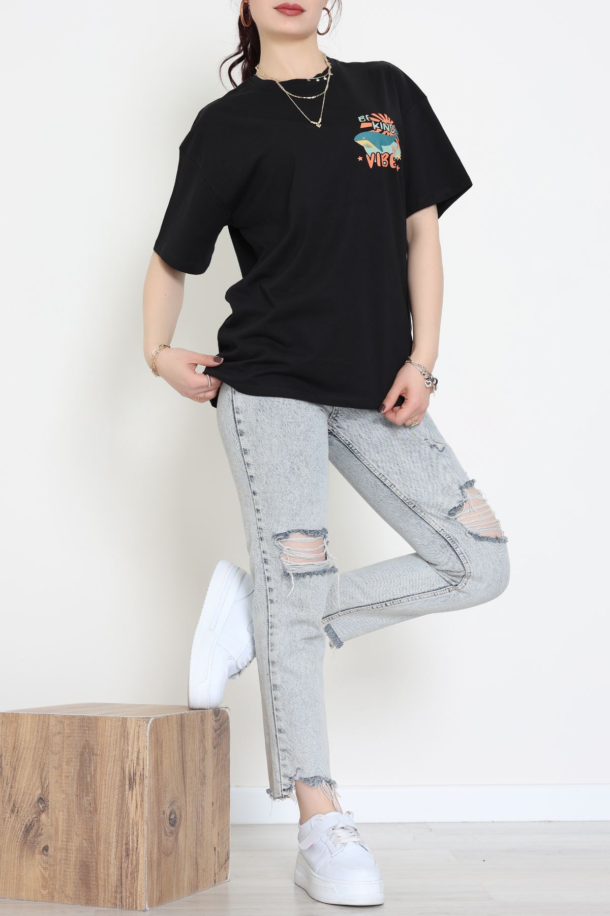 Kompakt Penye Unisex Tişört Siyahoranj - 55064.1872.