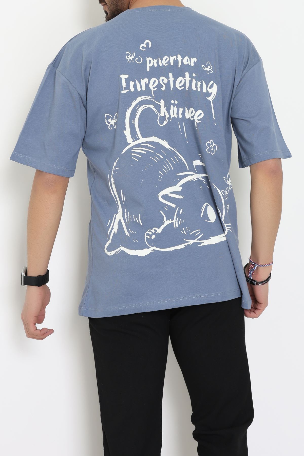 Kompakt Penye Unisex Tişört İndigo - 55064.1872.