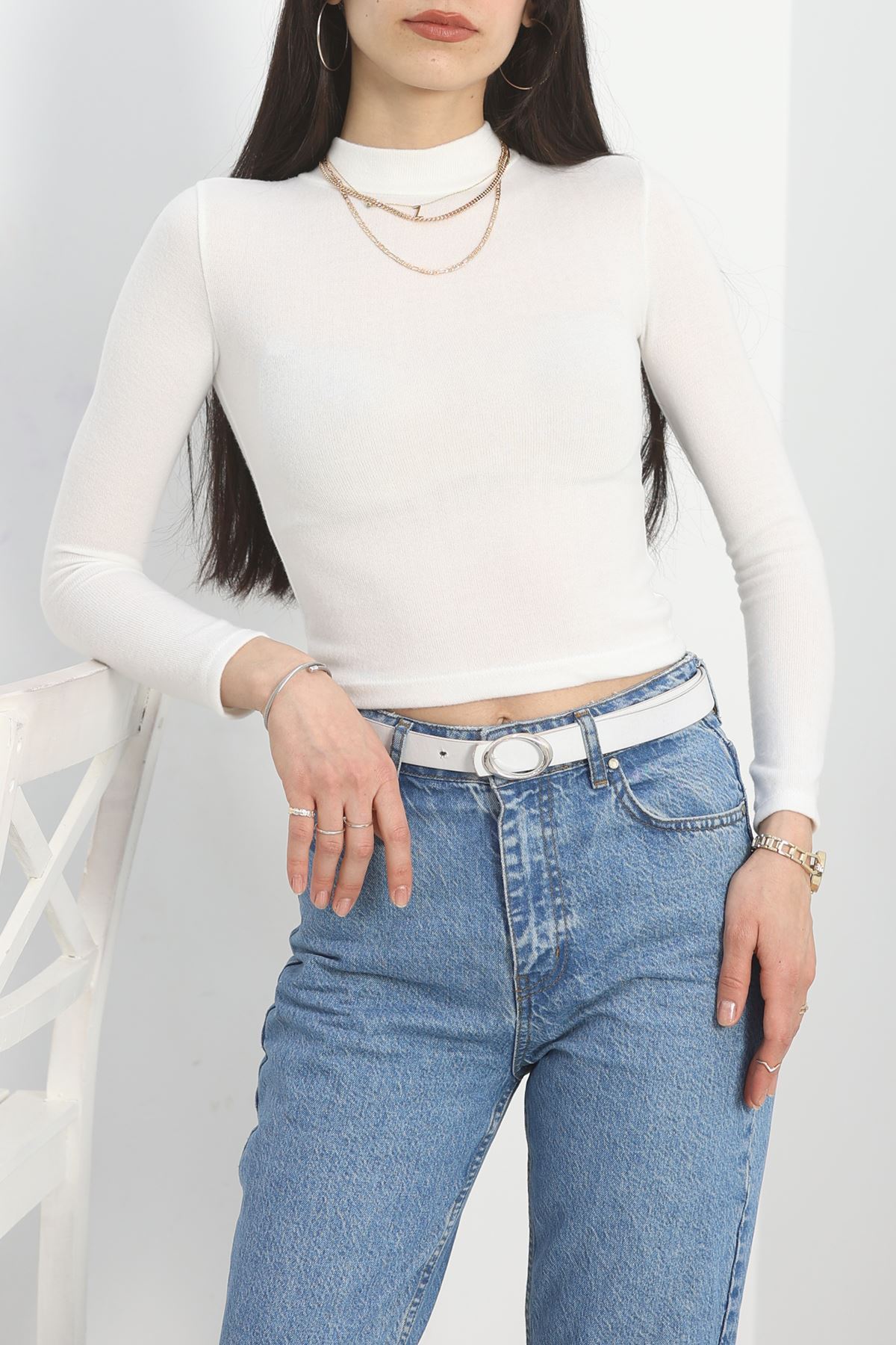 Dik Yaka Yumoş Body Ekru - 50205.1723.