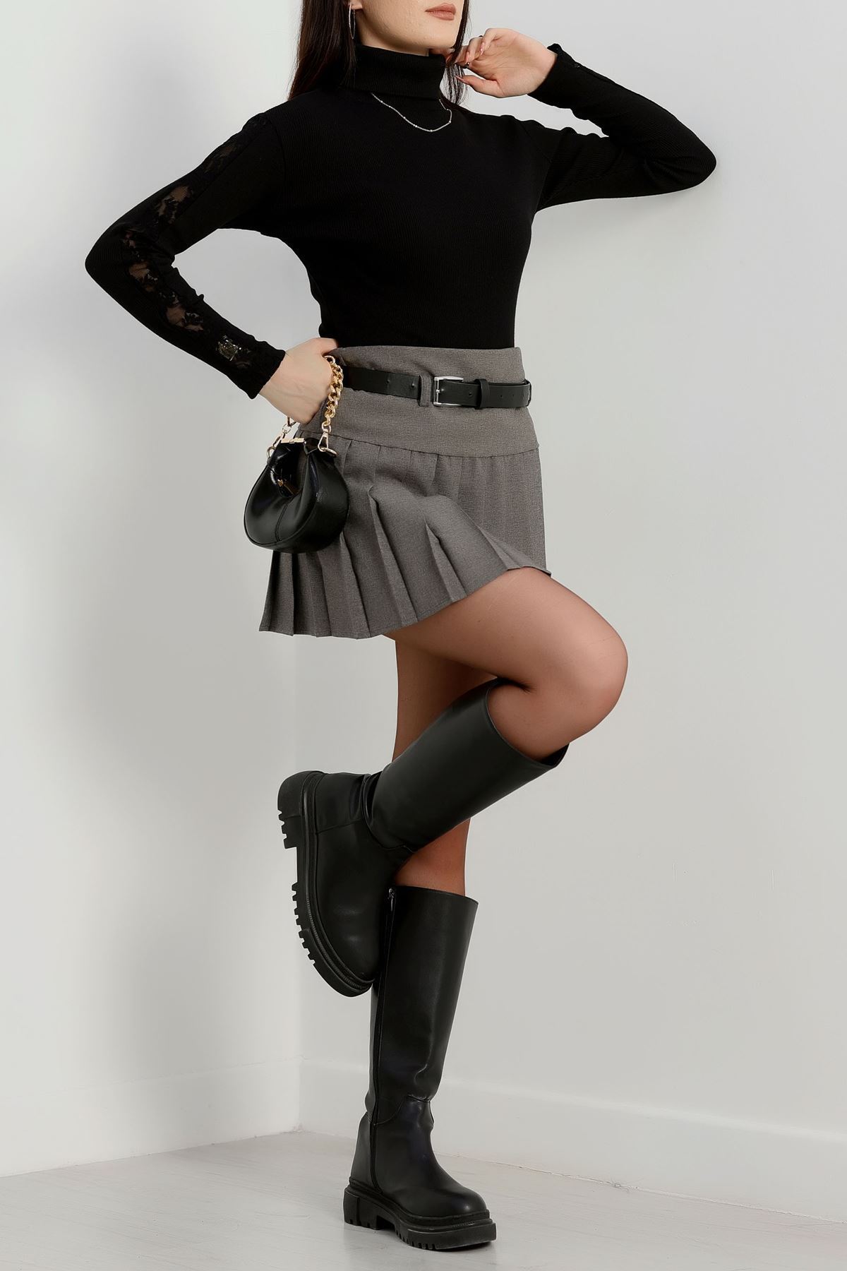 Balıkçı Kaşkorse Dantel Bluz Siyah - 1751.1095.