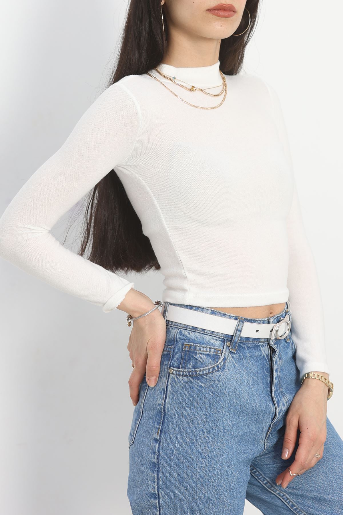 Dik Yaka Yumoş Body Ekru - 50205.1723.