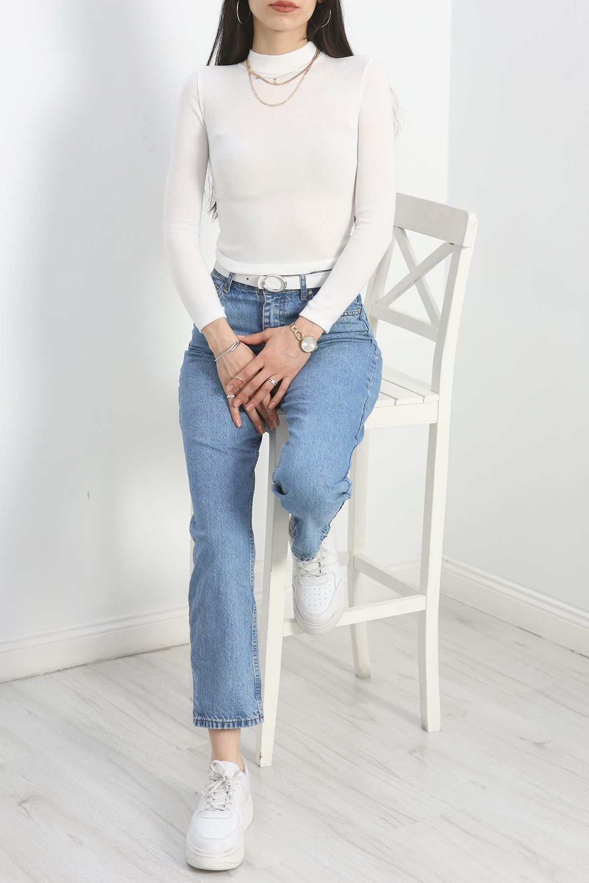 Dik Yaka Yumoş Body Ekru - 50205.1723.