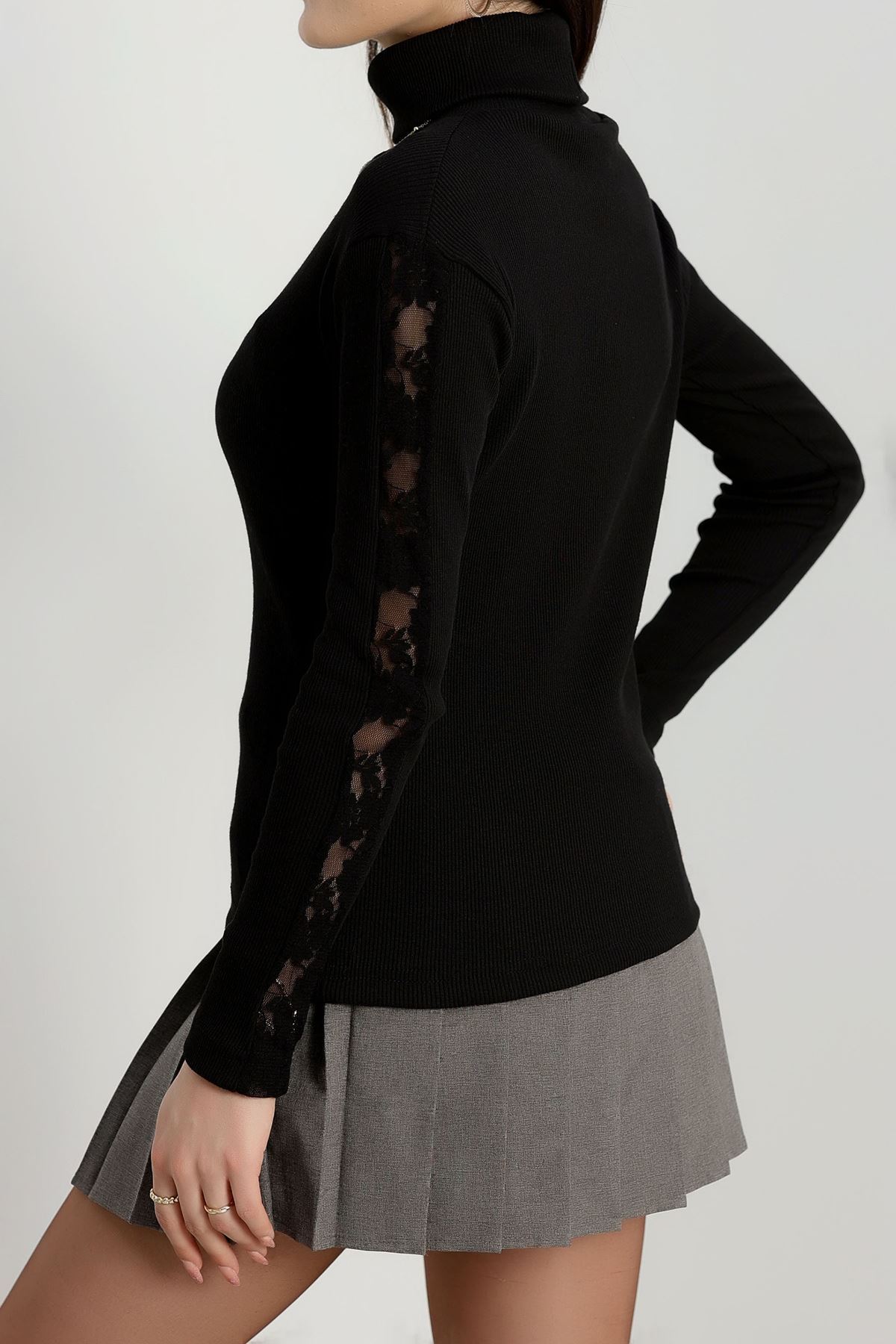 Balıkçı Kaşkorse Dantel Bluz Siyah - 1751.1095.