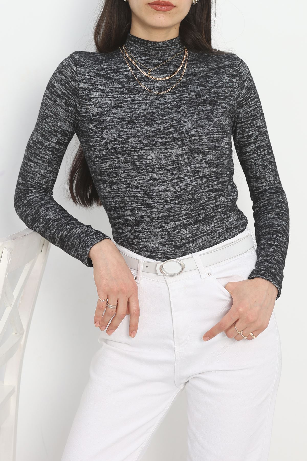 Dik Yaka Yumoş Body Siyahfüme - 50205.1723.