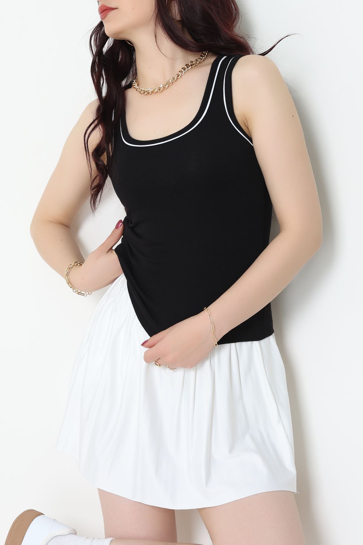 Biye Garnili Kare Yaka Atlet Siyah - 21870.200.