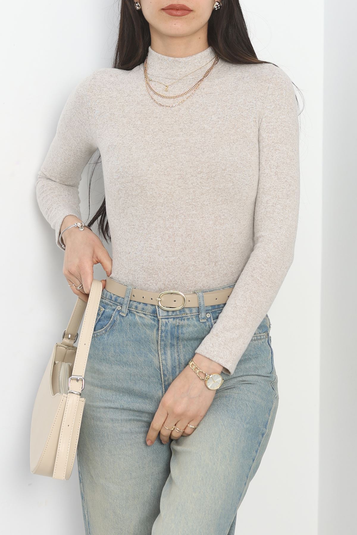 Dik Yaka Yumoş Body Bej - 50205.1723.