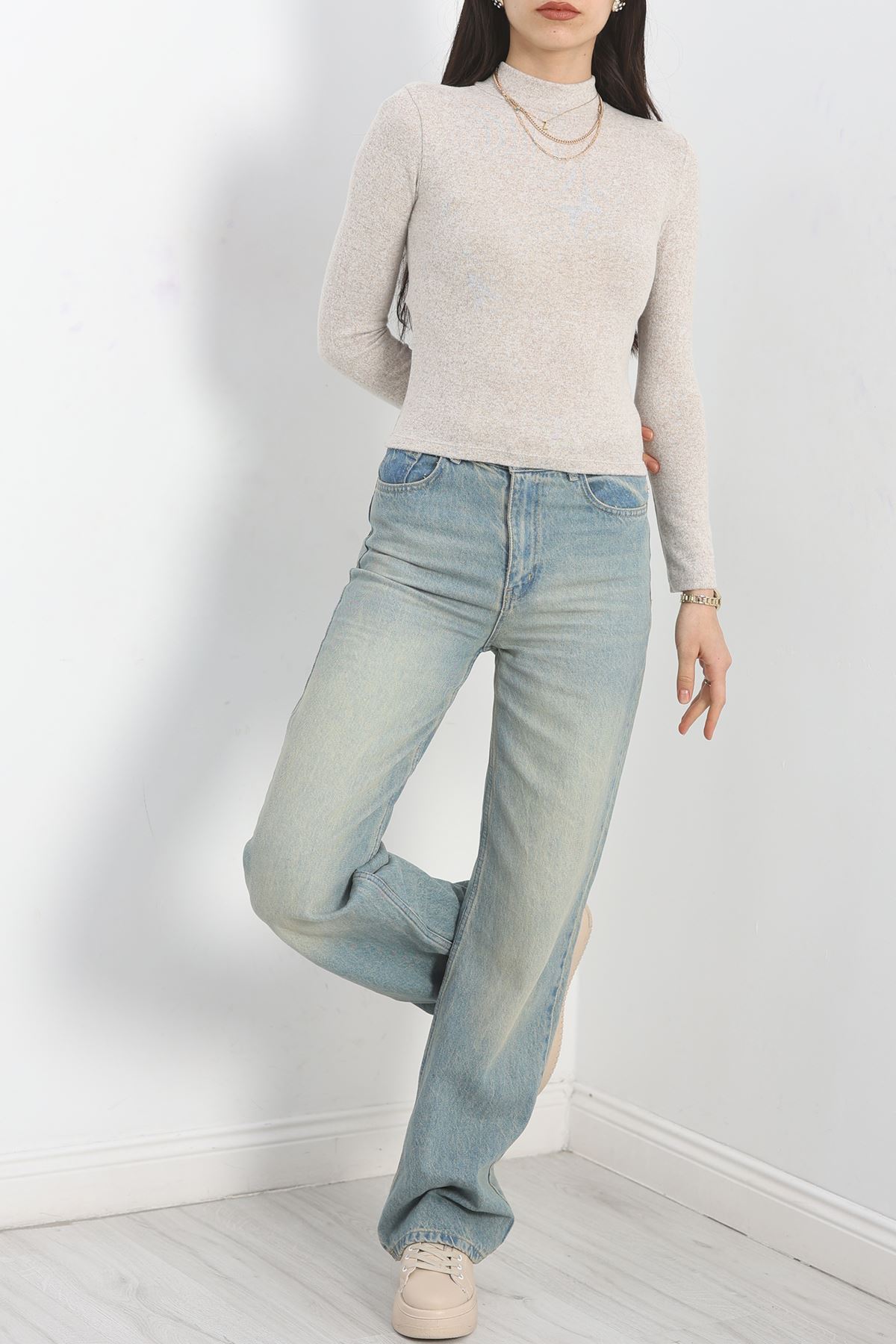 Dik Yaka Yumoş Body Bej - 50205.1723.