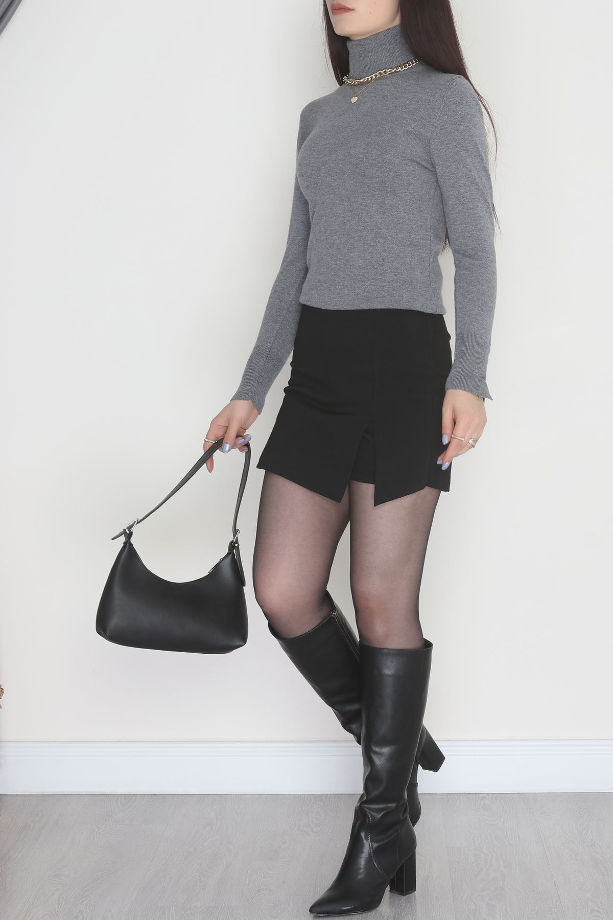 Viskon Elit Boğazlı Triko  Antrasit - 31057.1766.