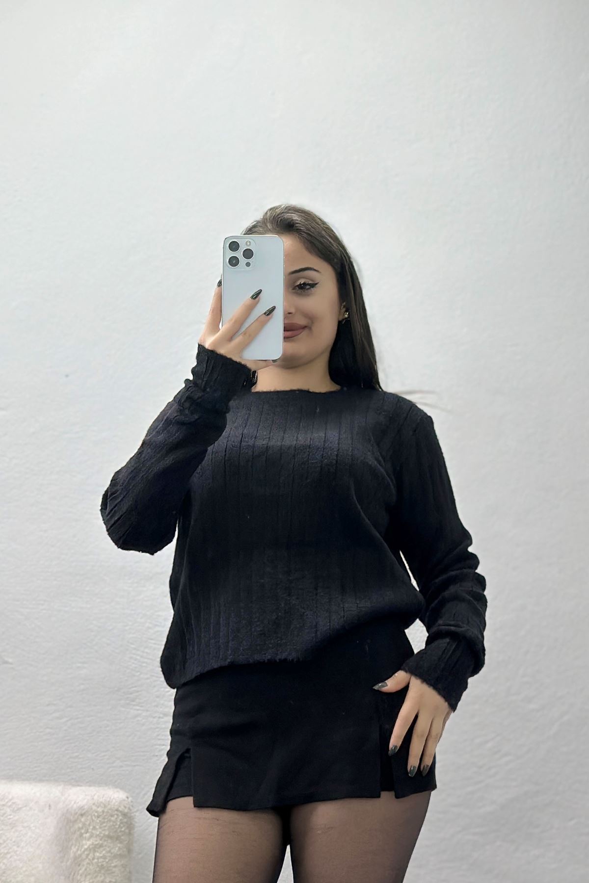 Bisiklet Yaka Triko Siyah - 2412.1765.