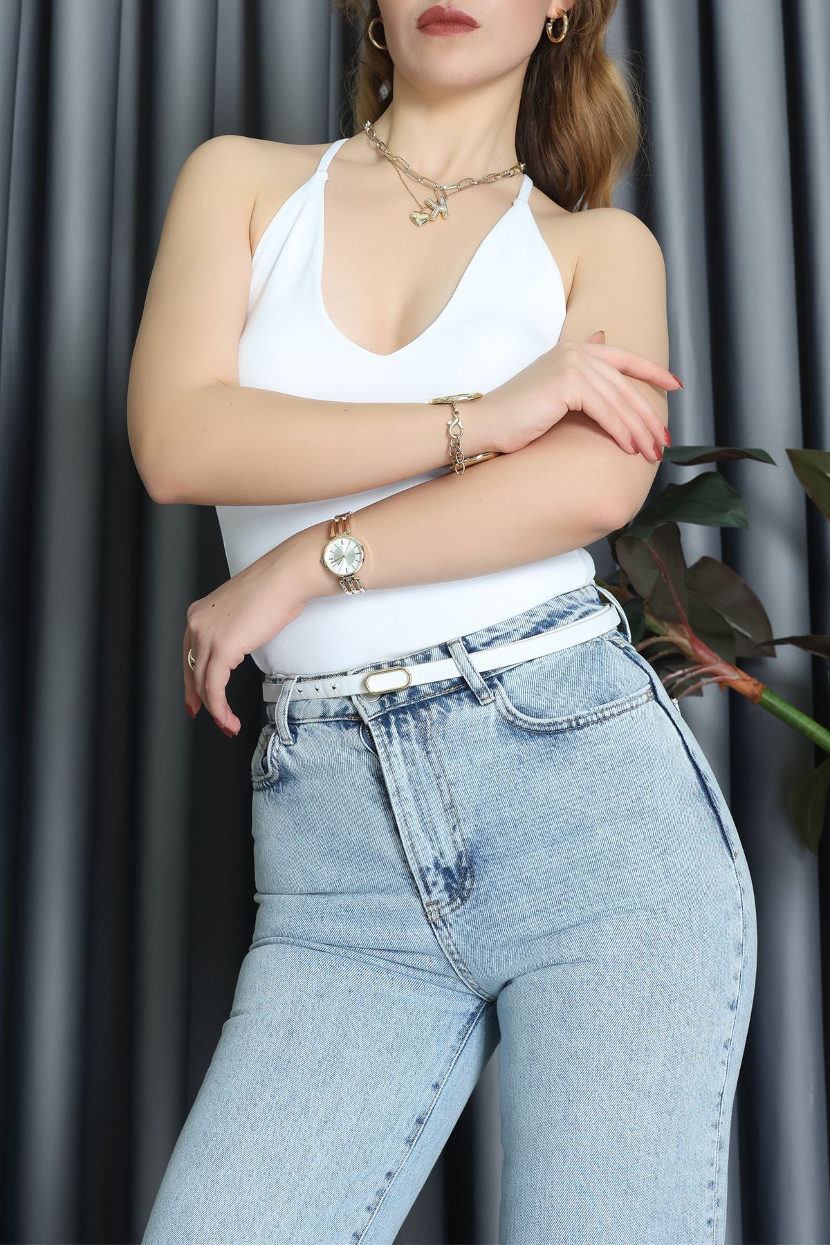 Sırtı Çapraz Askılı Bodysuit Beyaz - 71725.444.