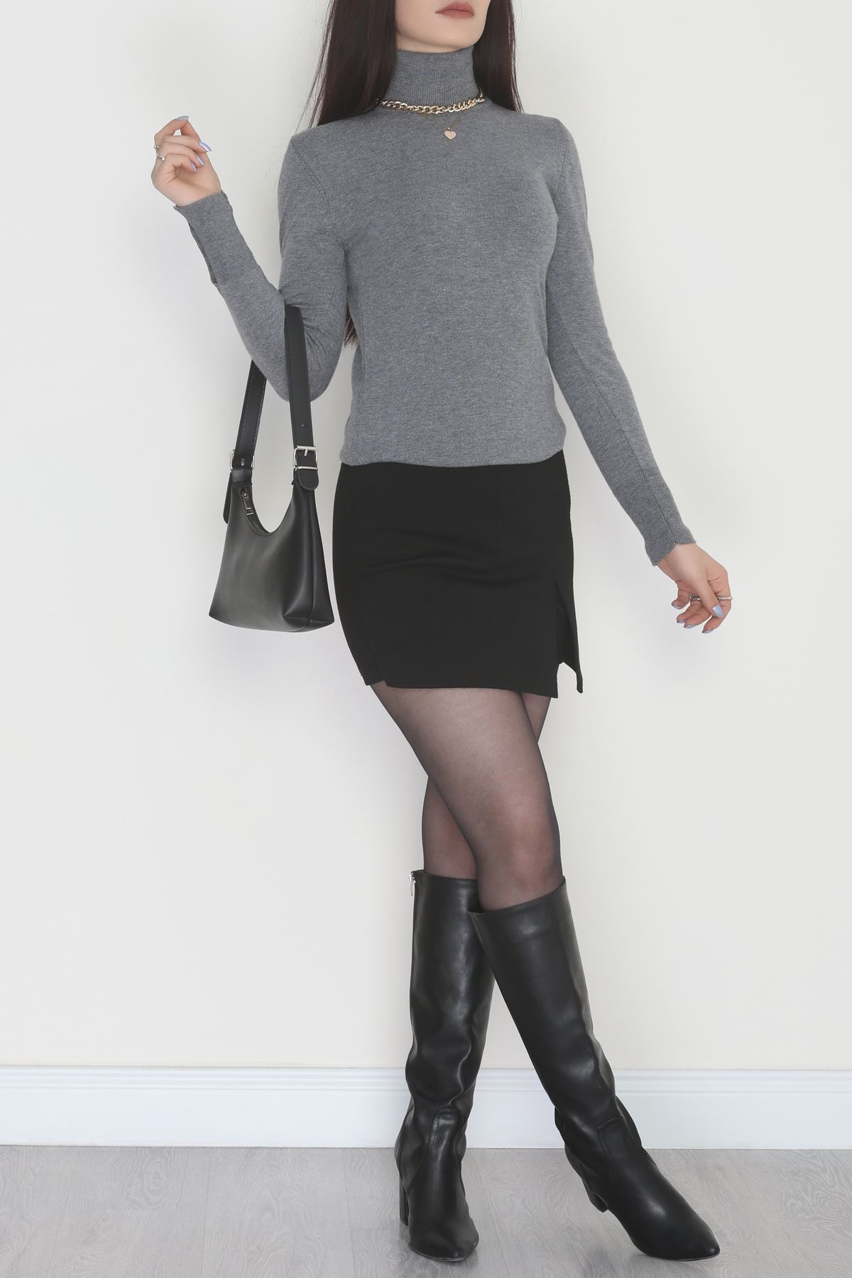 Viskon Elit Boğazlı Triko  Antrasit - 31057.1766.