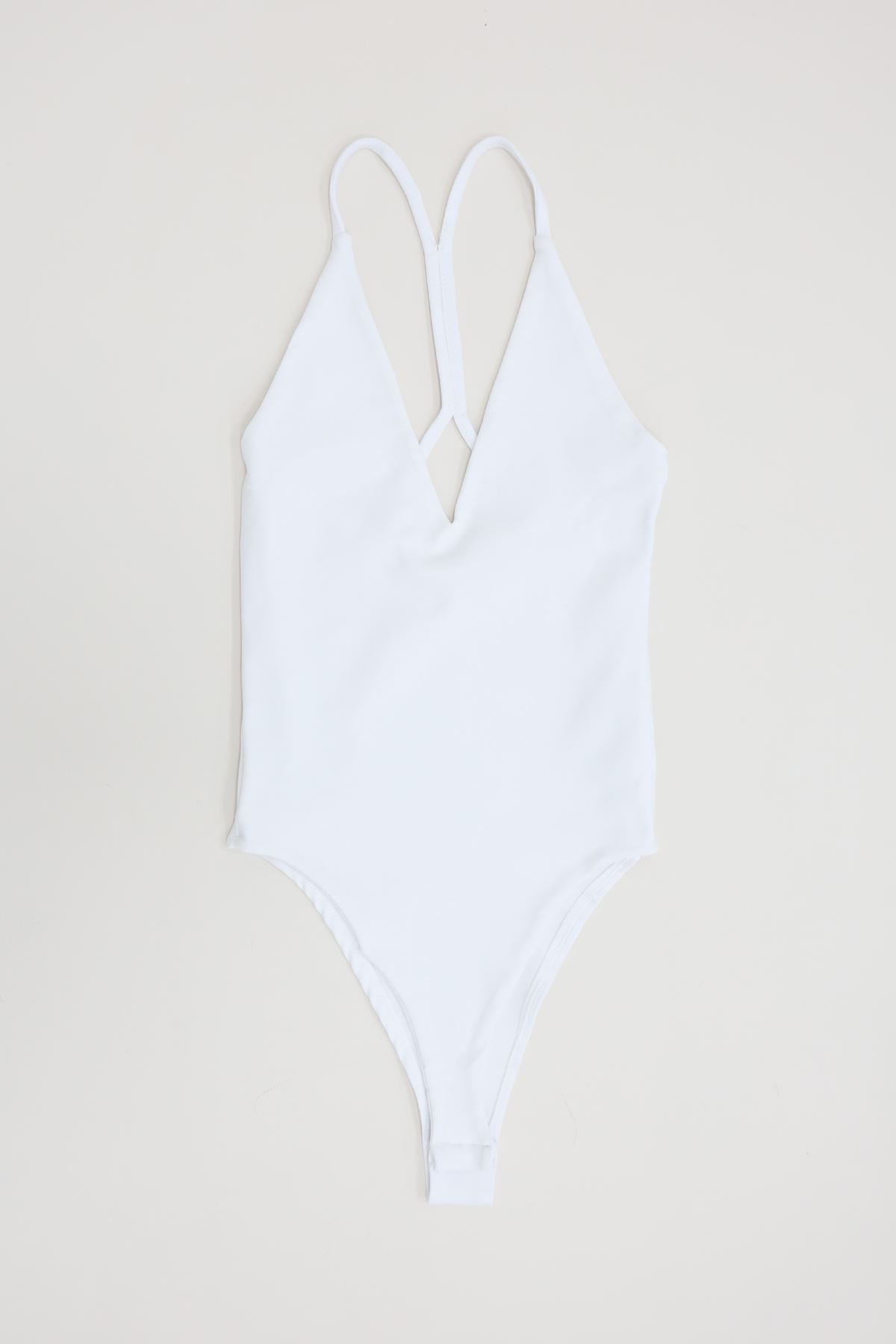 Sırtı Çapraz Askılı Bodysuit Beyaz - 71725.444.