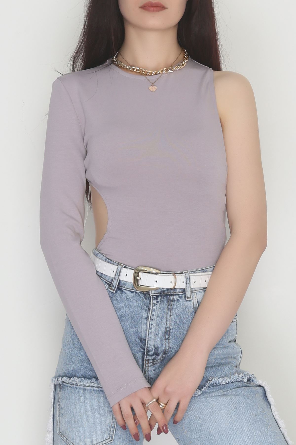 Tek Kollu Sırt Detay Bodysuıt Mermerlila - 71518.444.