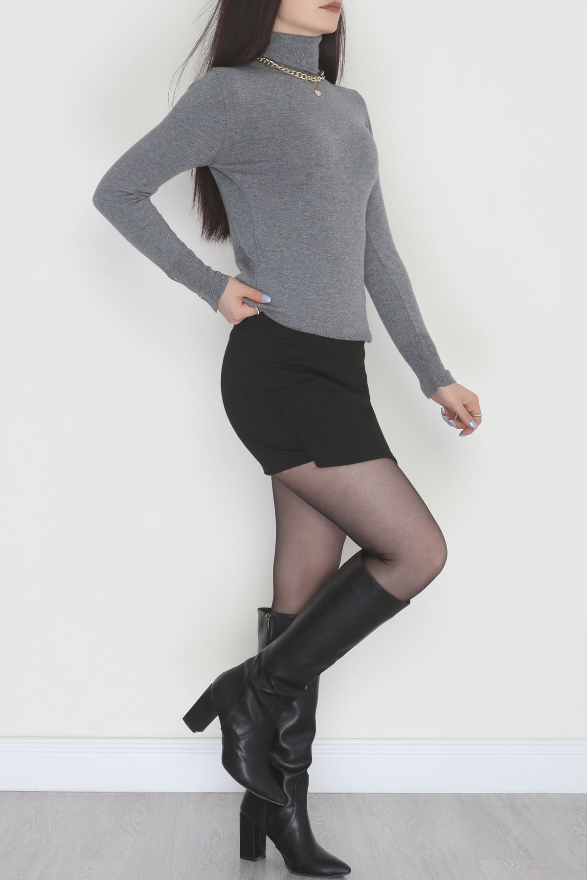 Viskon Elit Boğazlı Triko  Antrasit - 31057.1766.