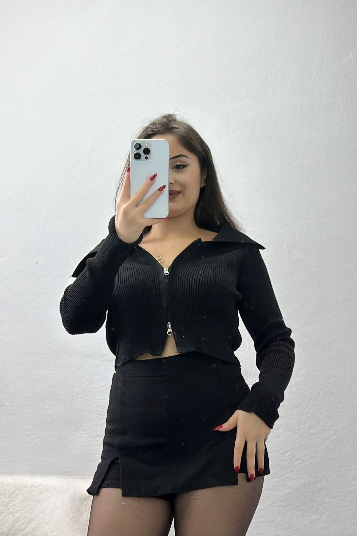 Fermuarlı Triko Siyah - 2252.1765.