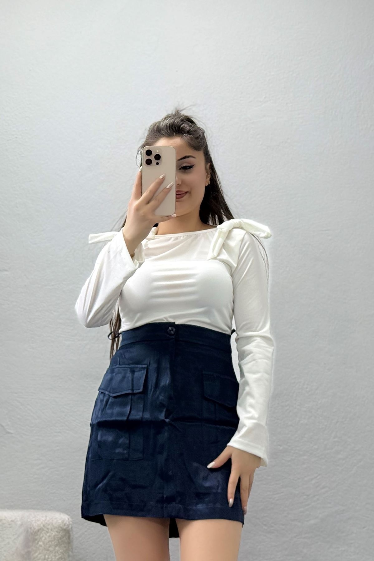 Sandy Fiyonk Detaylı Bluz Ekru - 42806.1949.