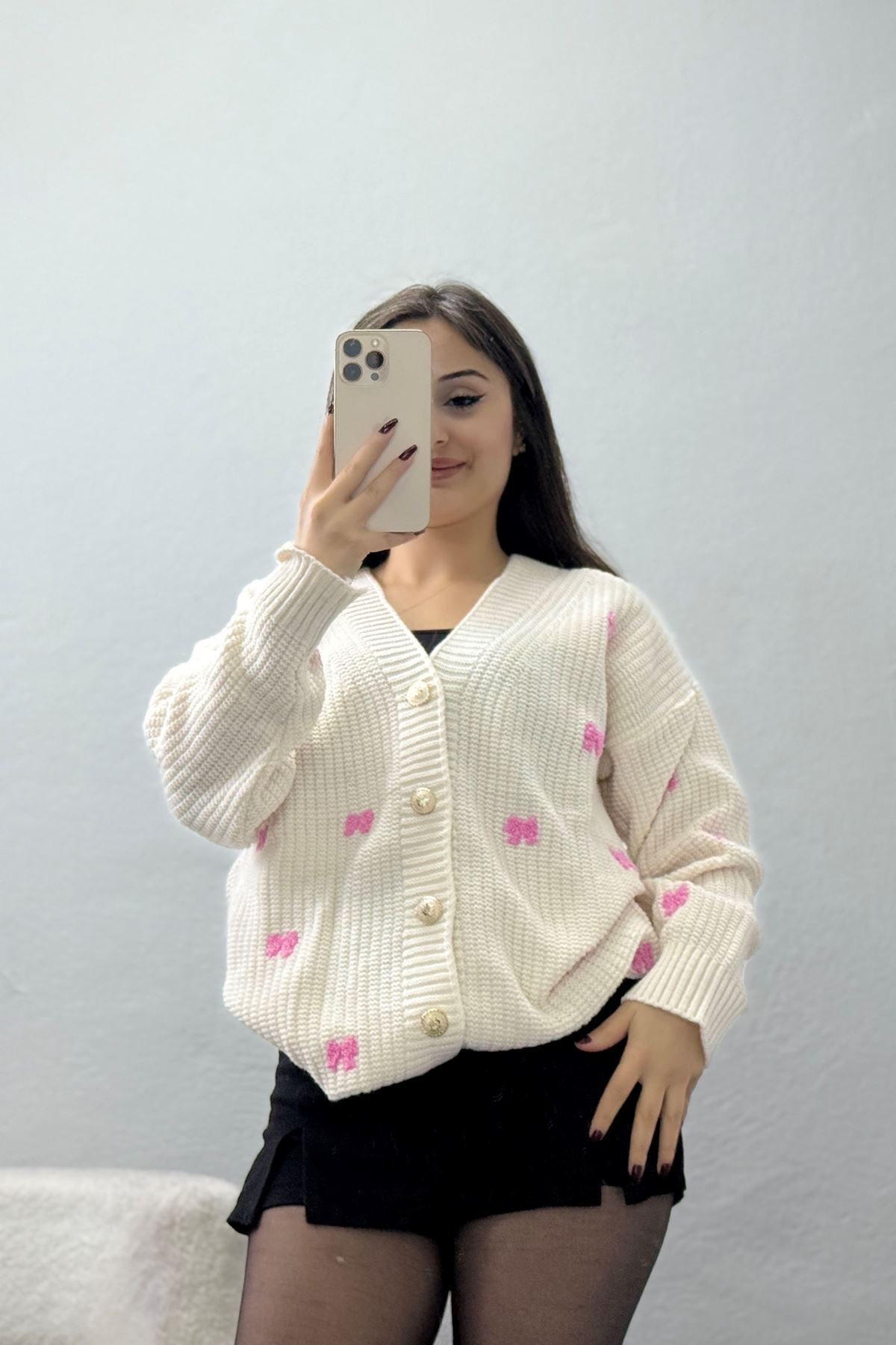 Nakışlı Hırka Lattepembe - 490.1577.