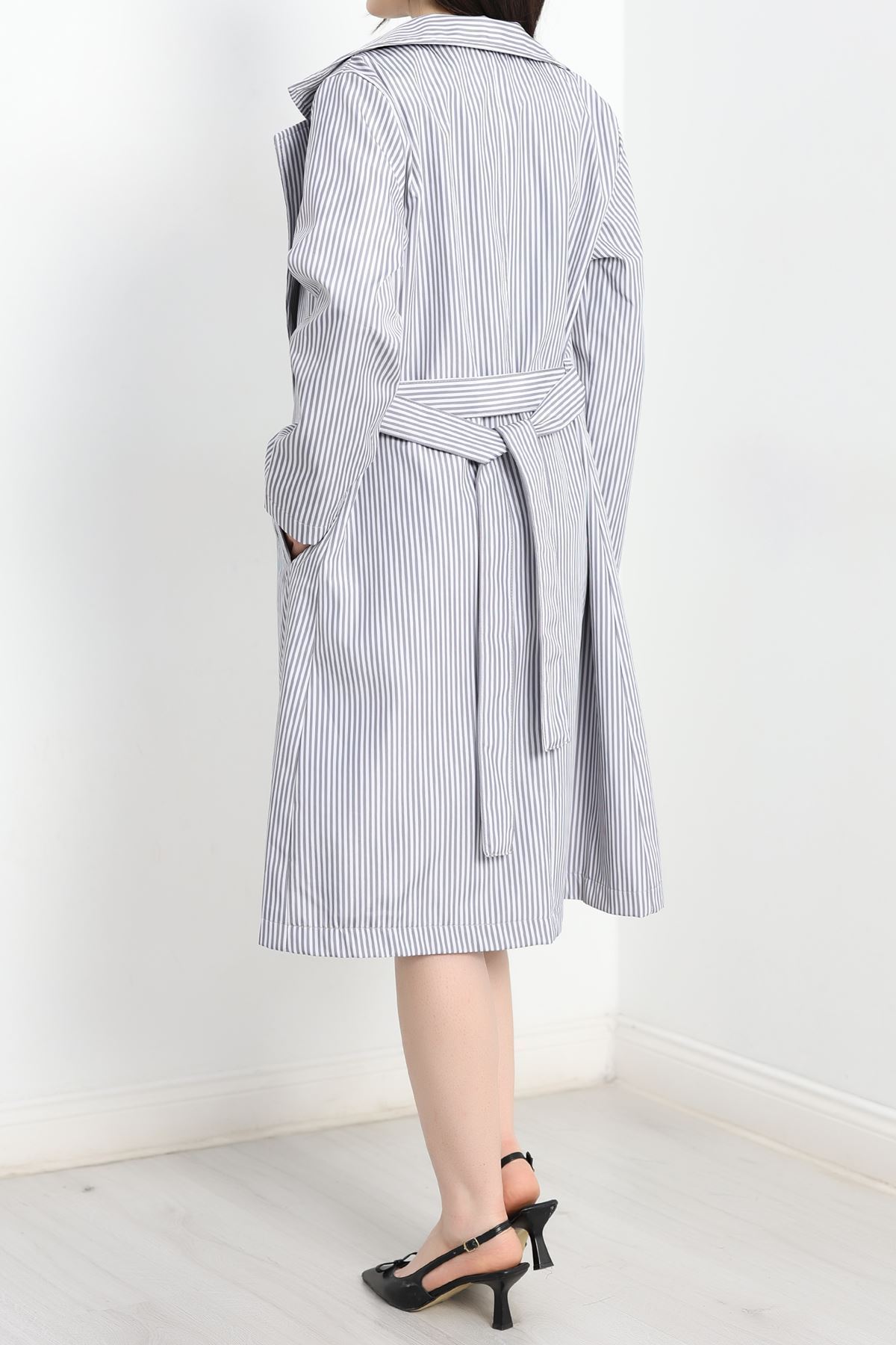 Kuşaklı Bondit Trençkot Griçizgili - 7574.179.