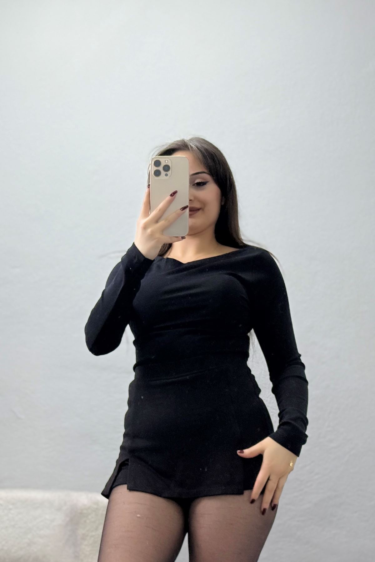 Kayık Yaka Ribana Basic Body Siyah - 21897.200.