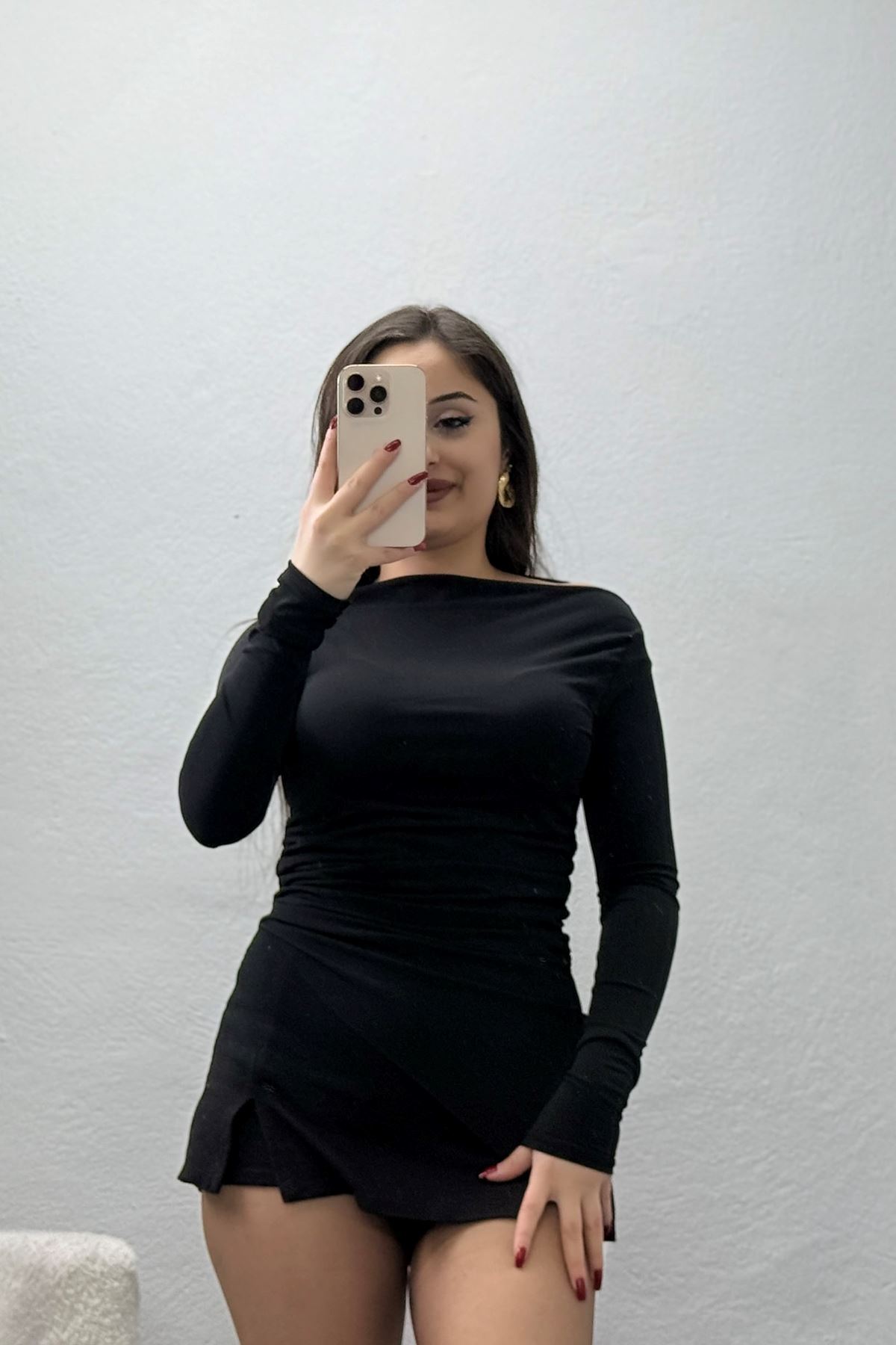 Sandy Yandan Drapeli Asimetrik Bluz Siyah - 42801.1949.