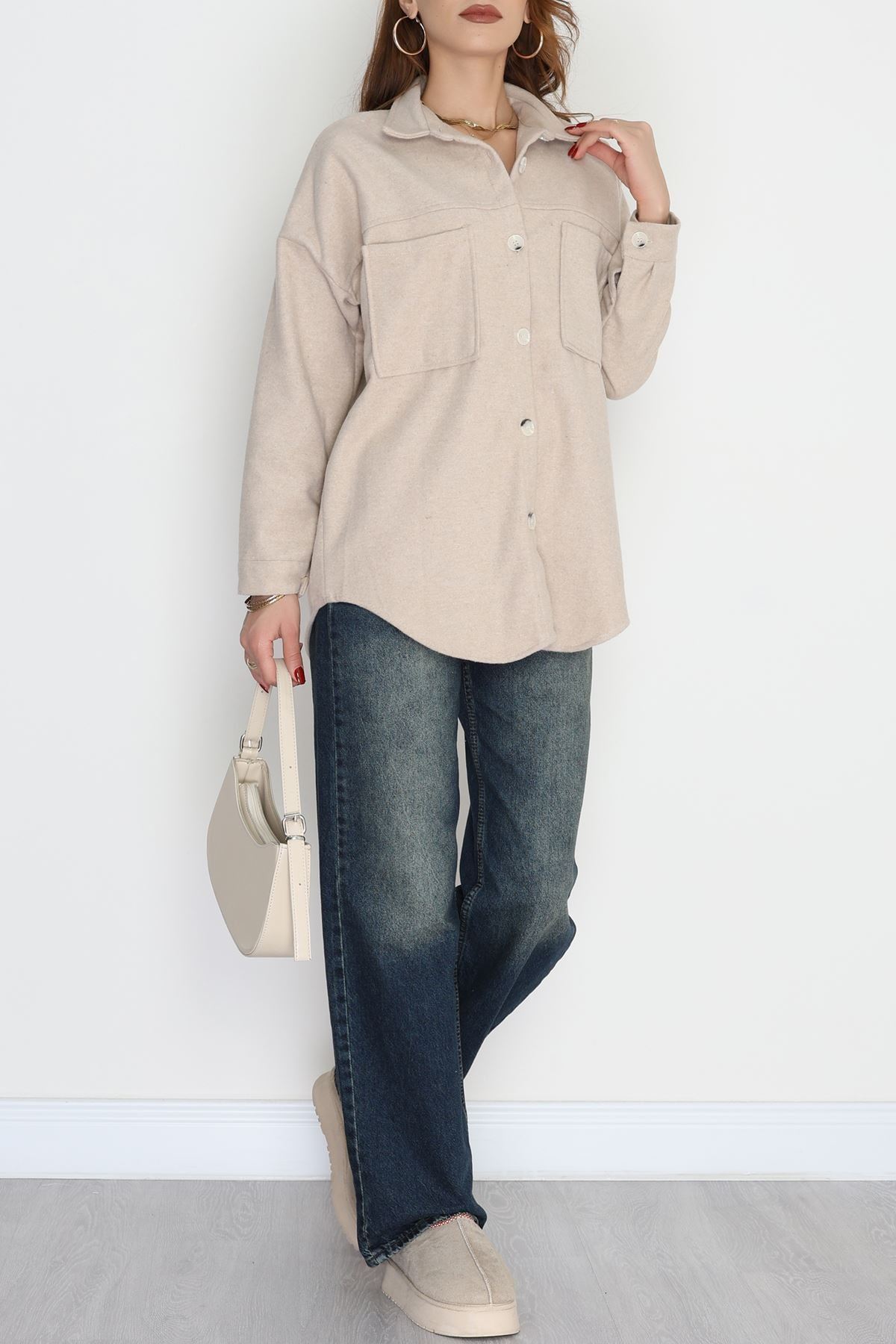 Çift Cep Kaşe Gömlek Taş - 20258.1775.