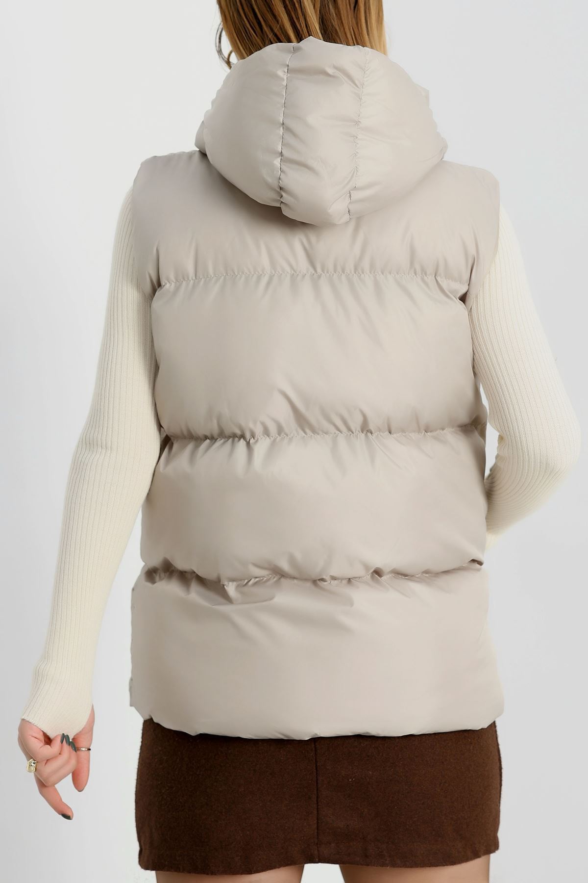 Kapşonlu Şişme Yelek Taş - 19190.1839.