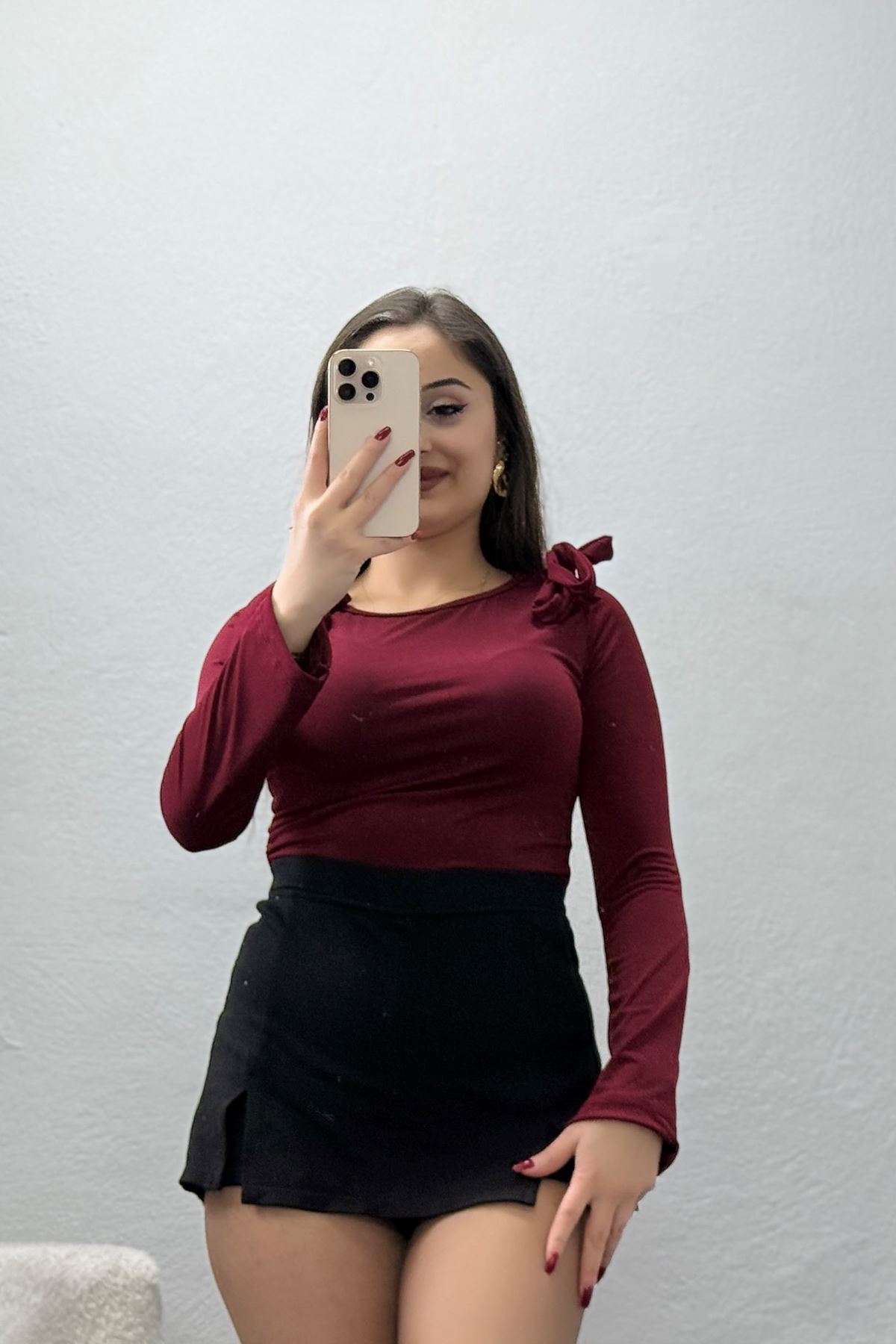 Sandy Fiyonk Detaylı Bluz Bordo - 42806.1949.