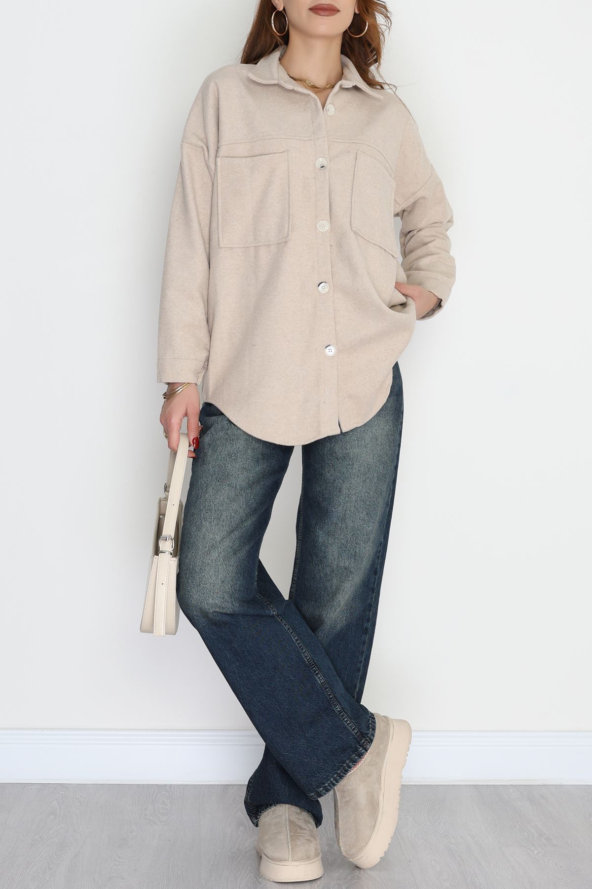 Çift Cep Kaşe Gömlek Taş - 20258.1775.