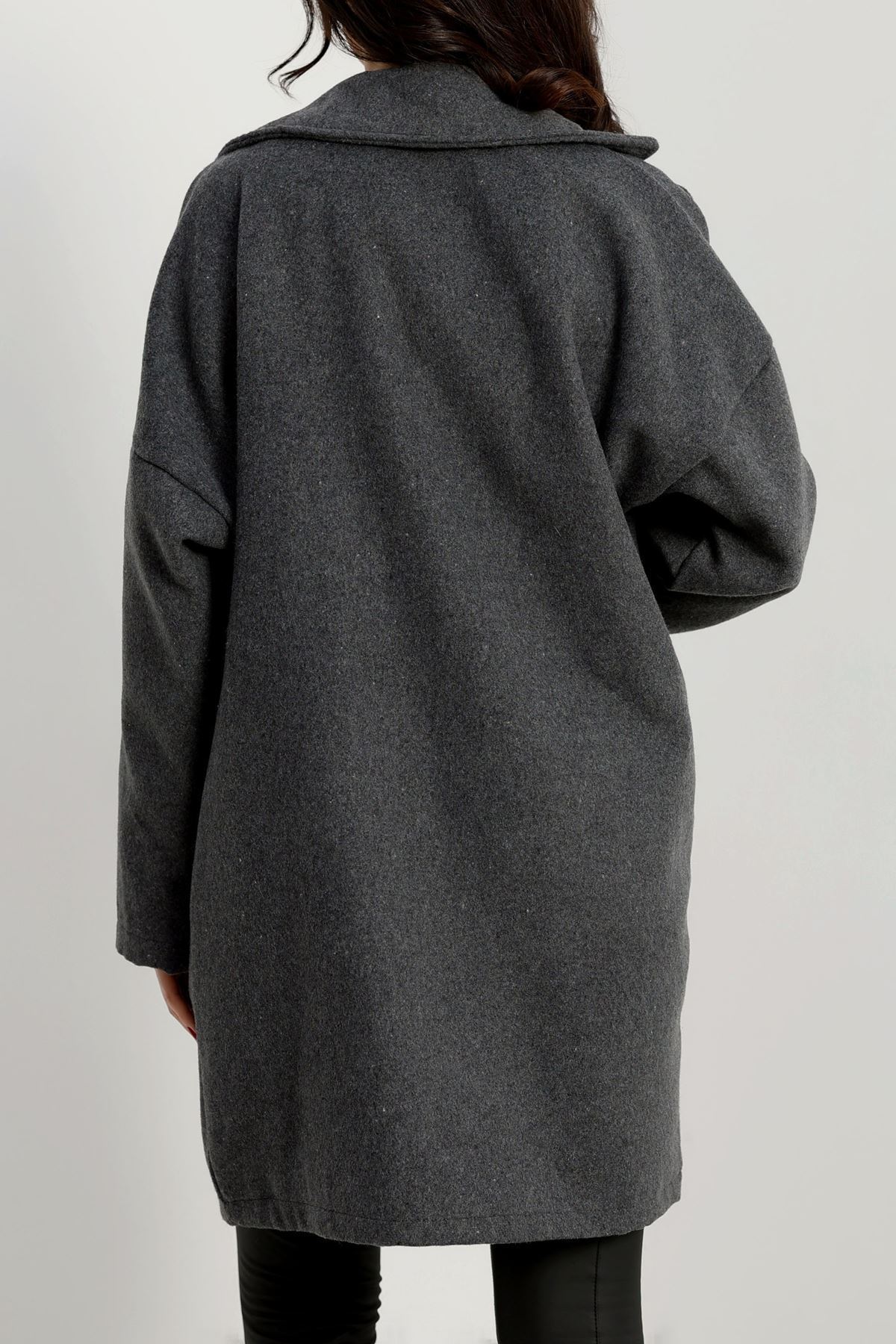 Oversize Astarlı Kaşe Kaban Füme - 31330.147.