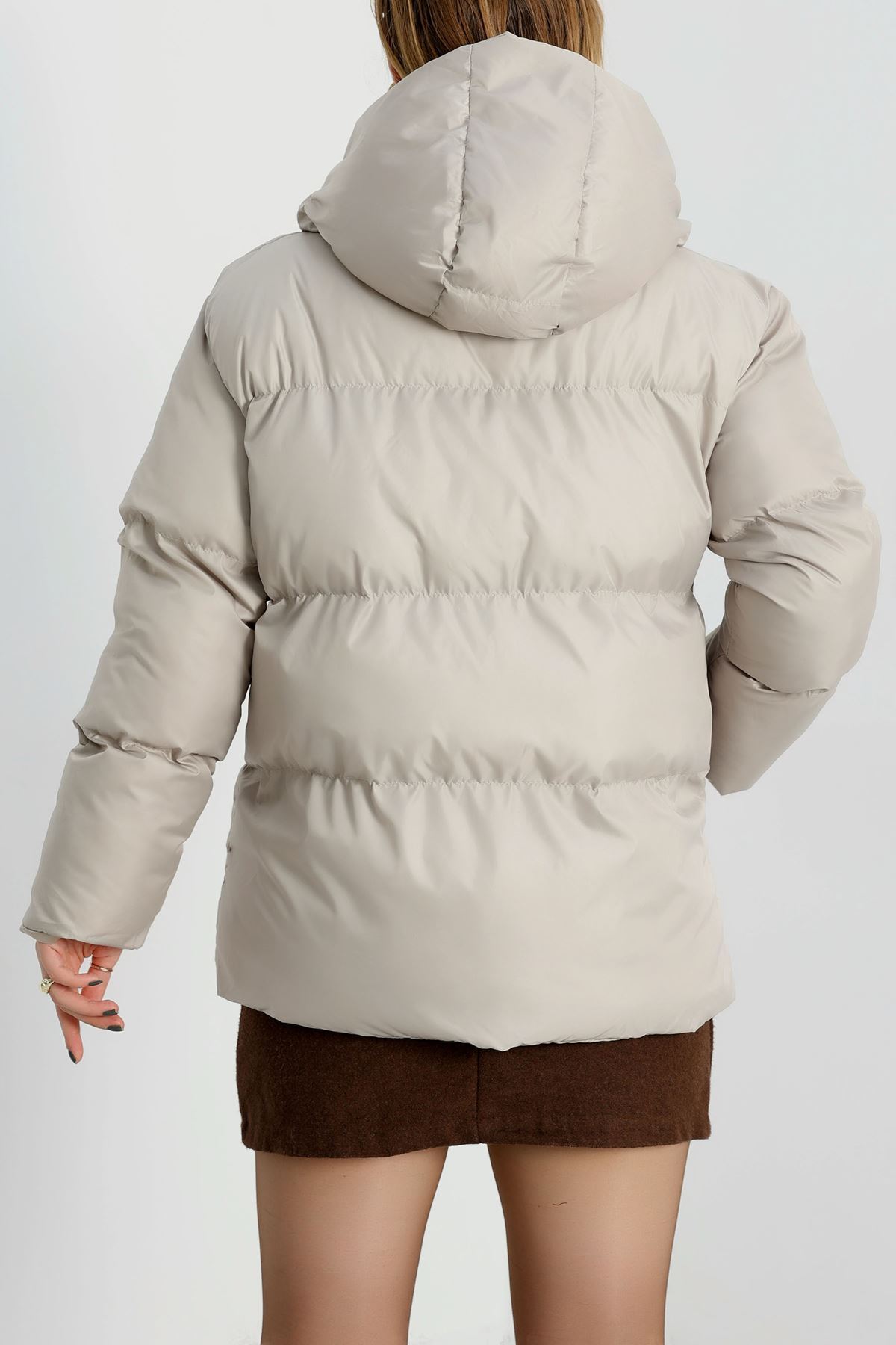 Kapşonlu Şişme Mont Taş - 19191.1839.